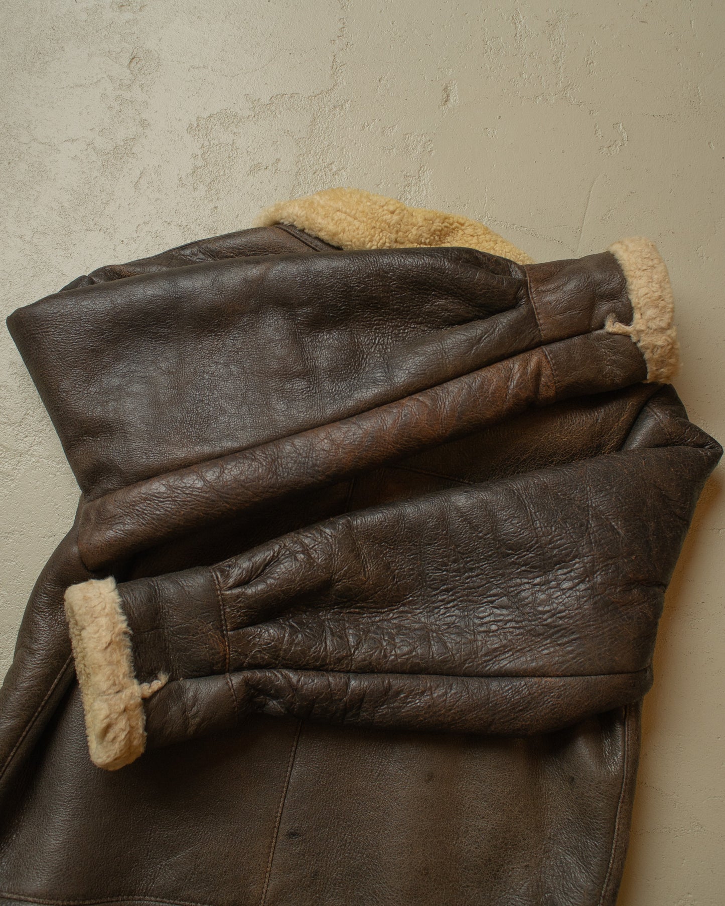 1990s Leather Sherpa Jacket brown - XL/XXL