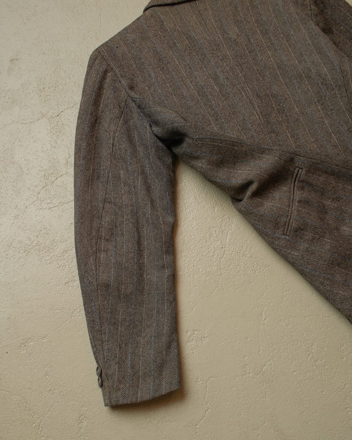 1940s Womens German Herrringbone Pinstripe Suit Jacket grey - S/M