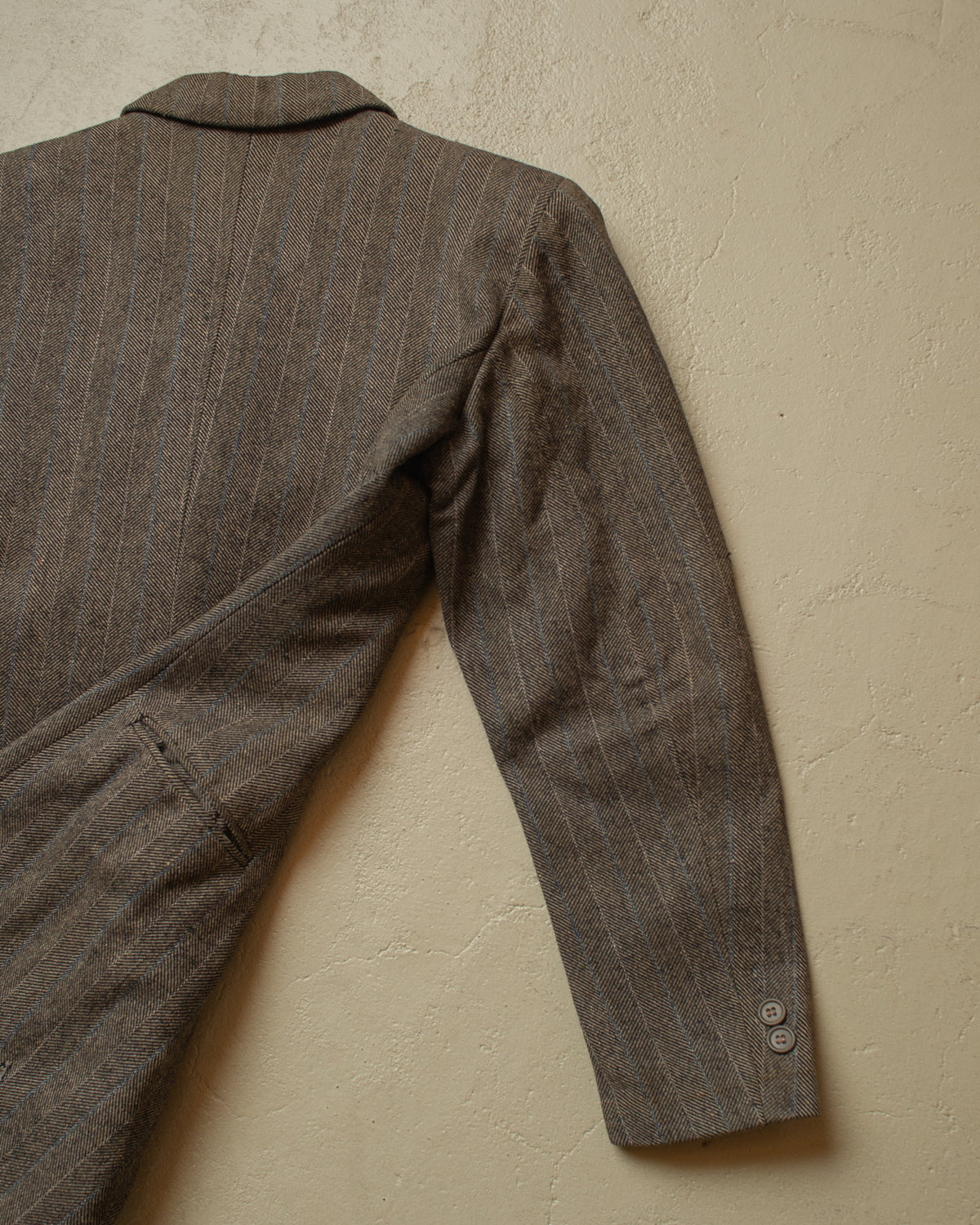 1940s Womens German Herrringbone Pinstripe Suit Jacket grey - S/M