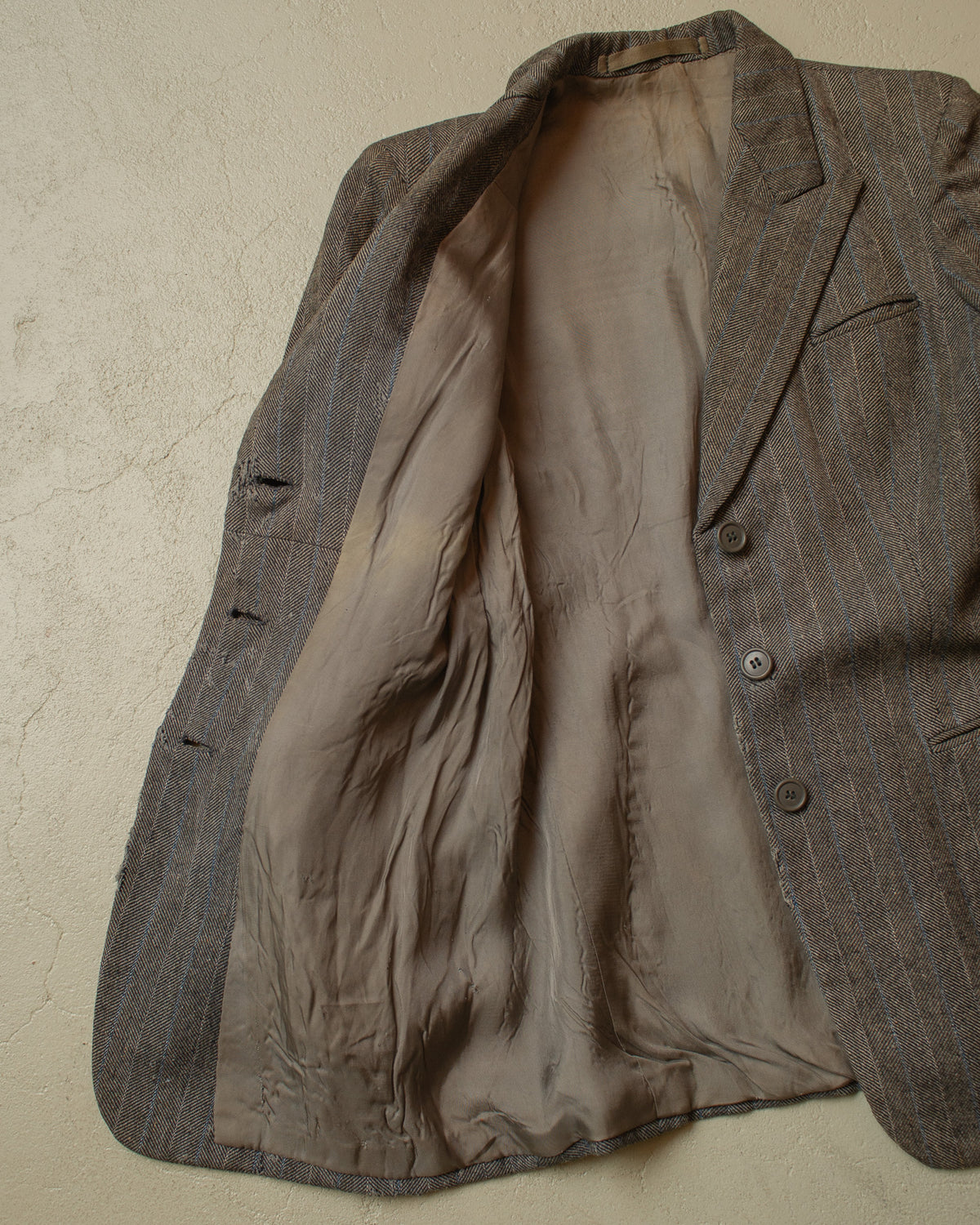 1940s Womens German Herrringbone Pinstripe Suit Jacket grey - S/M