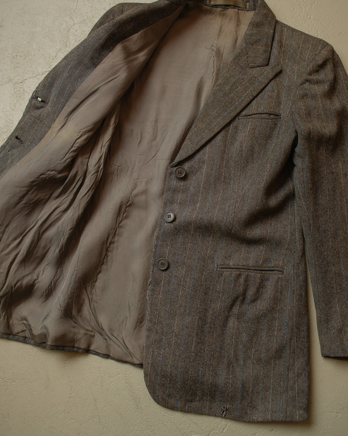 1940s Womens German Herrringbone Pinstripe Suit Jacket grey - S/M