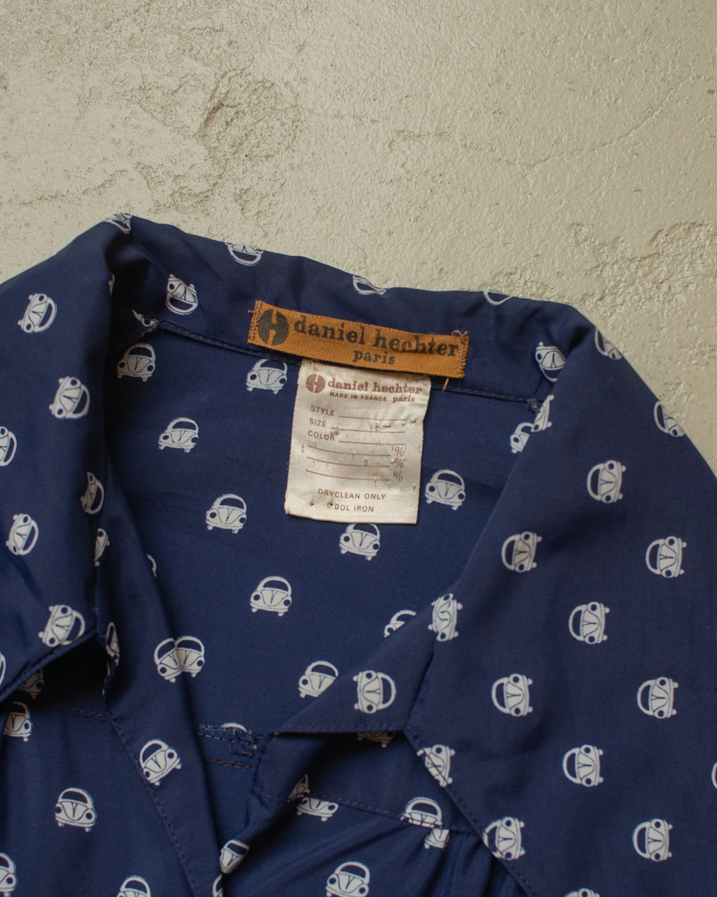1970s Womens Daniel Hechter Car Print Dress navyblue - S
