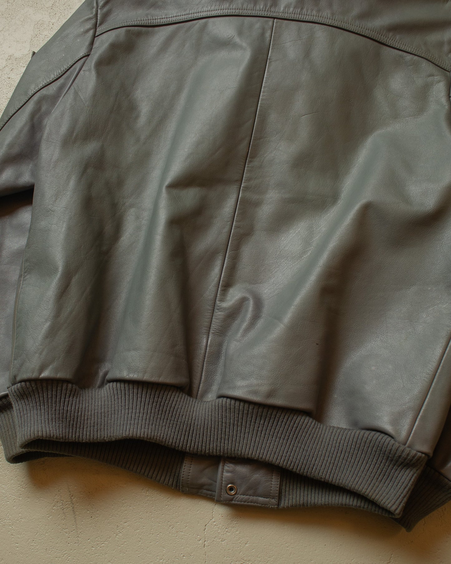 1990s Leather Sherpa lined Flight Bomber Jacket grey - XL