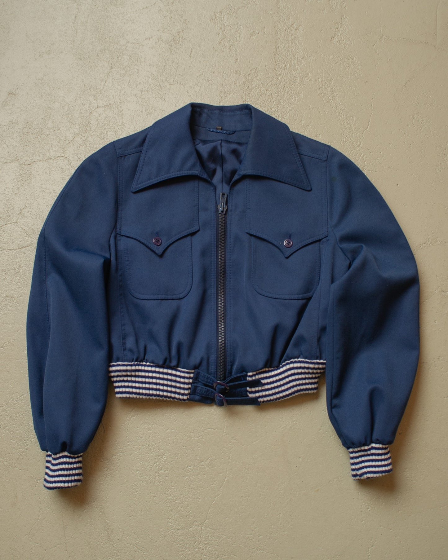 1970s Womens cropped Two Pocket Jacket navyblue - M