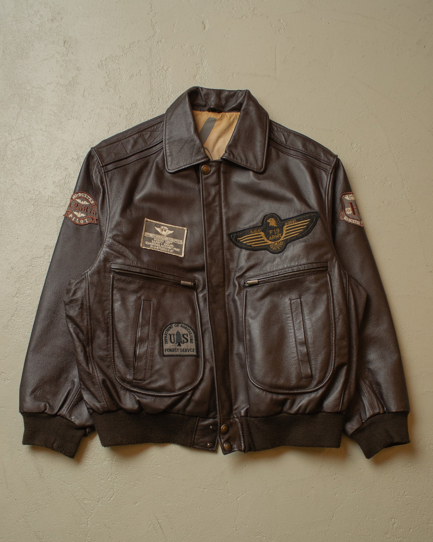 1990s Leather Flight Jacket brown - XXL