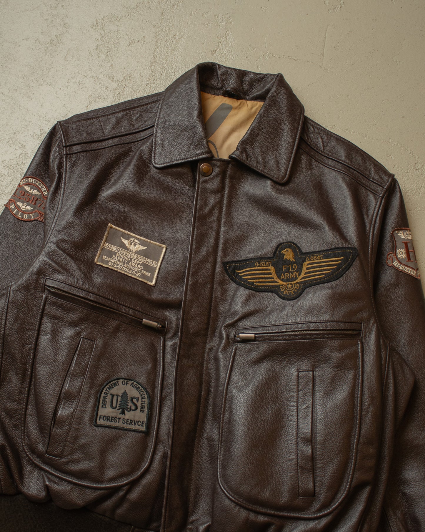 1990s Leather Flight Jacket brown - XXL