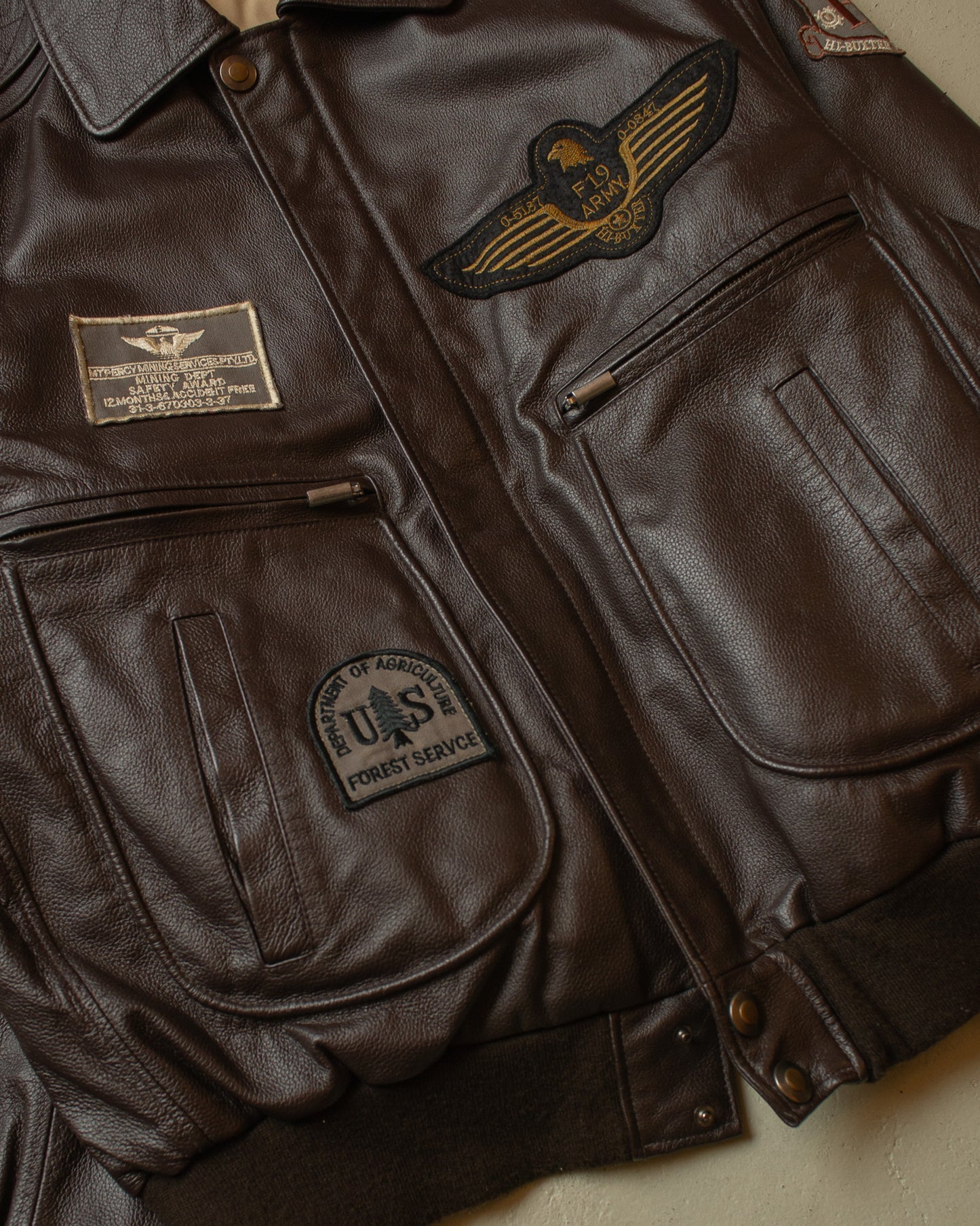 1990s Leather Flight Jacket brown - XXL