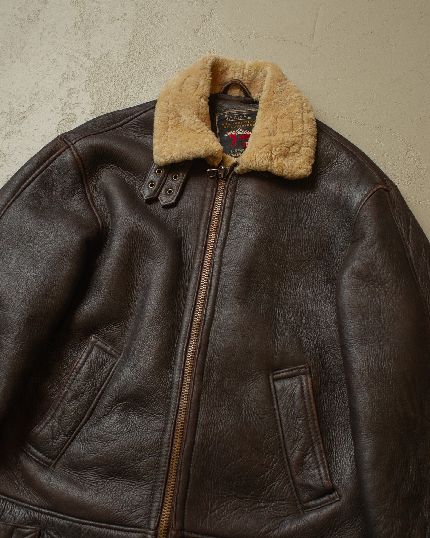 2000s Leather Sherpa Jacket brown - M/L
