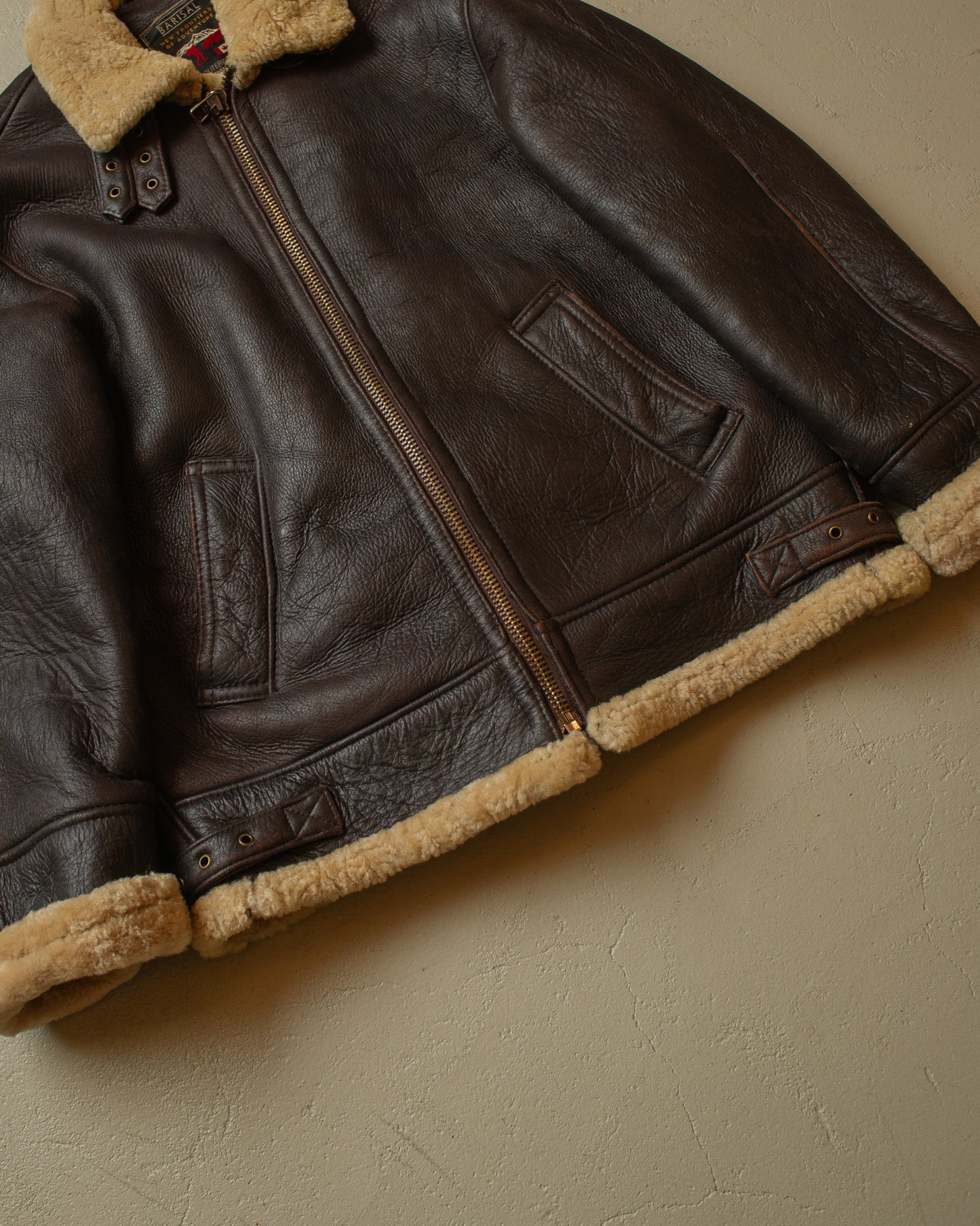 2000s Leather Sherpa Jacket brown - M/L