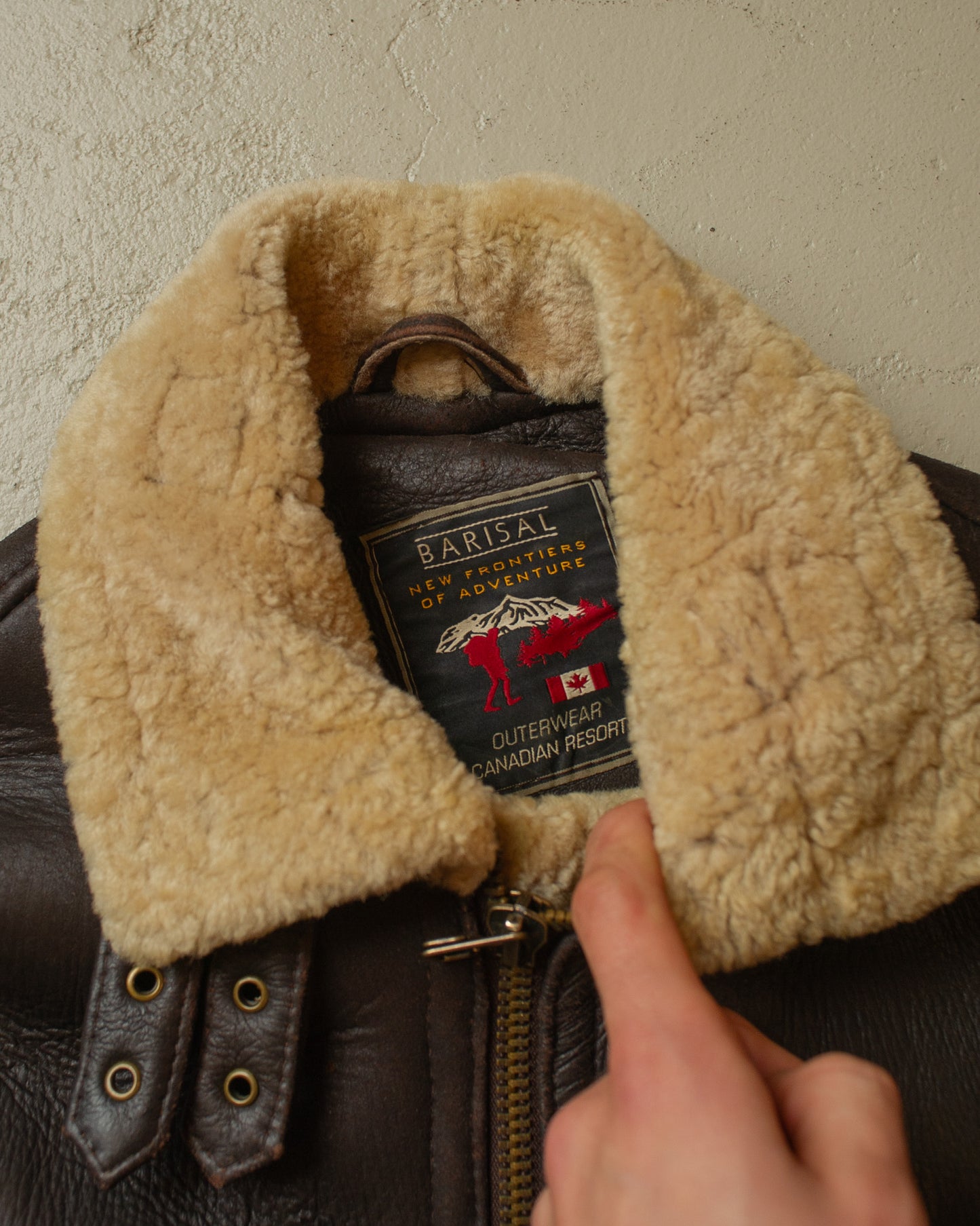 2000s Leather Sherpa Jacket brown - M/L