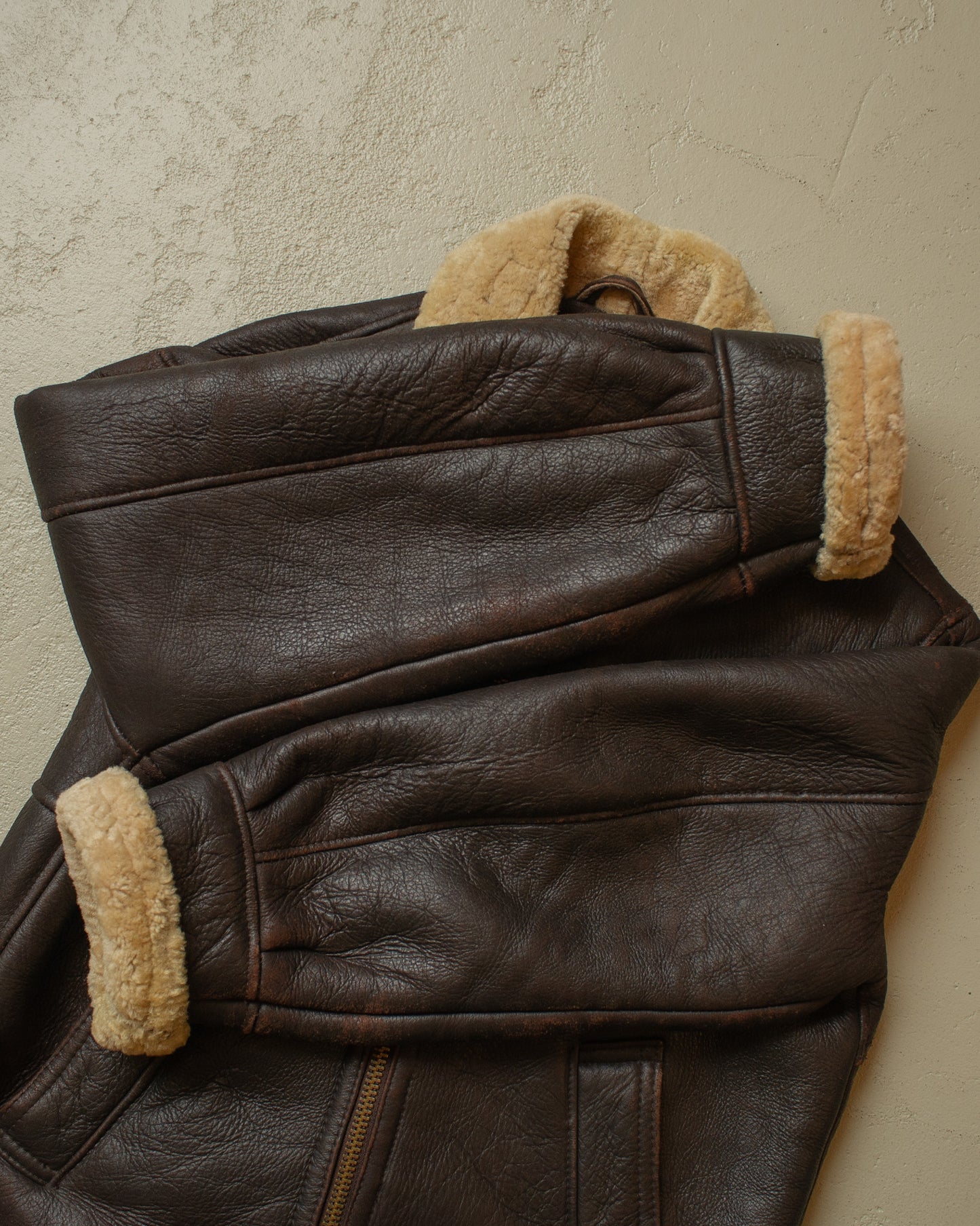 2000s Leather Sherpa Jacket brown - M/L