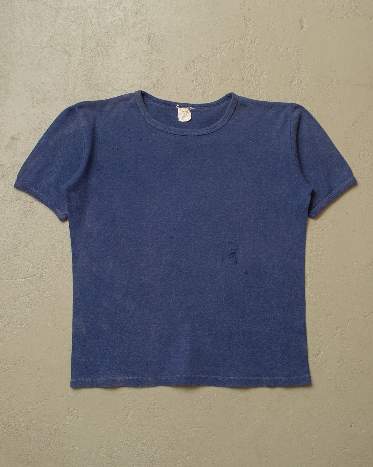 1970s distressed Ringer T-shirt blue - M