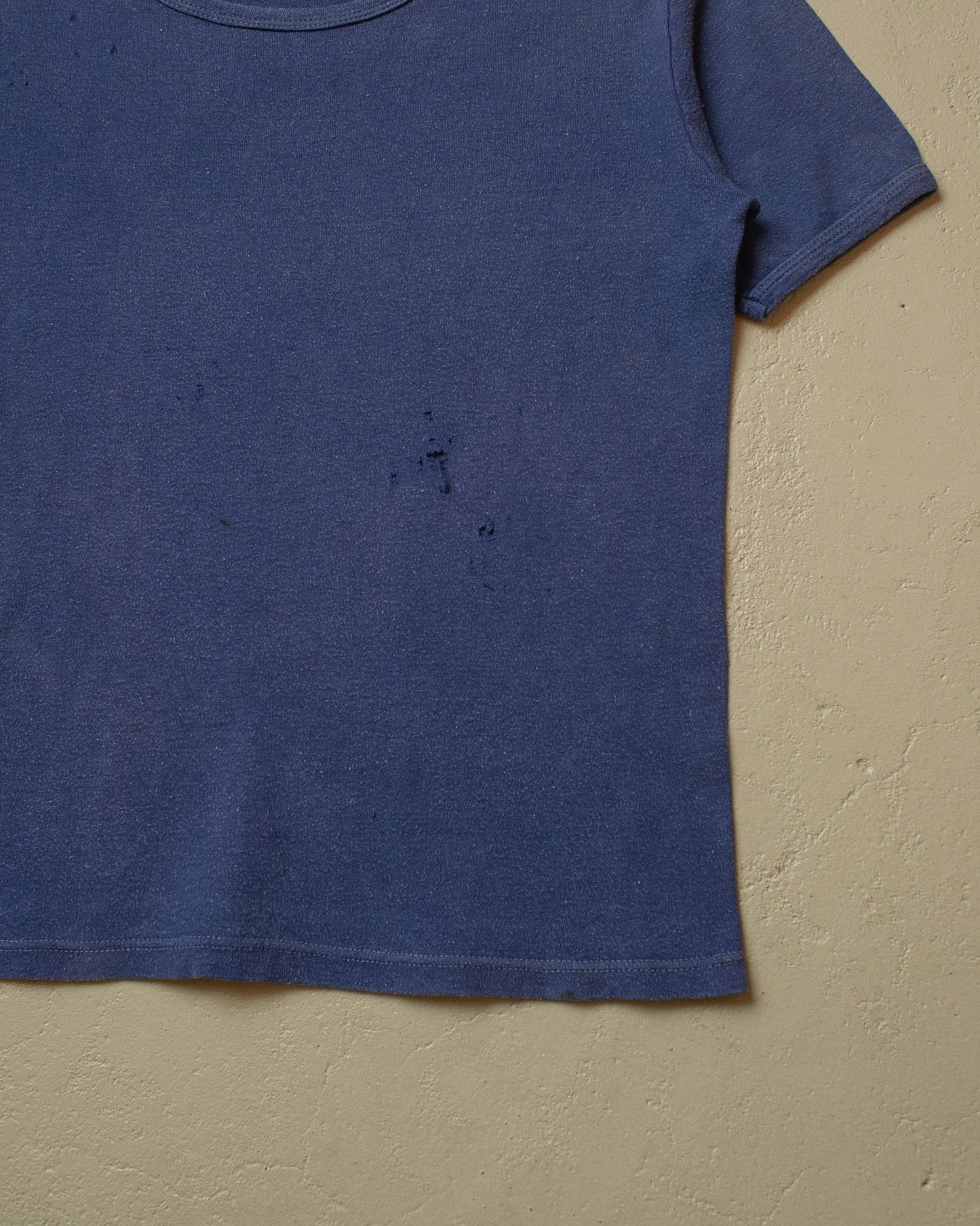 1970s distressed Ringer T-shirt blue - M