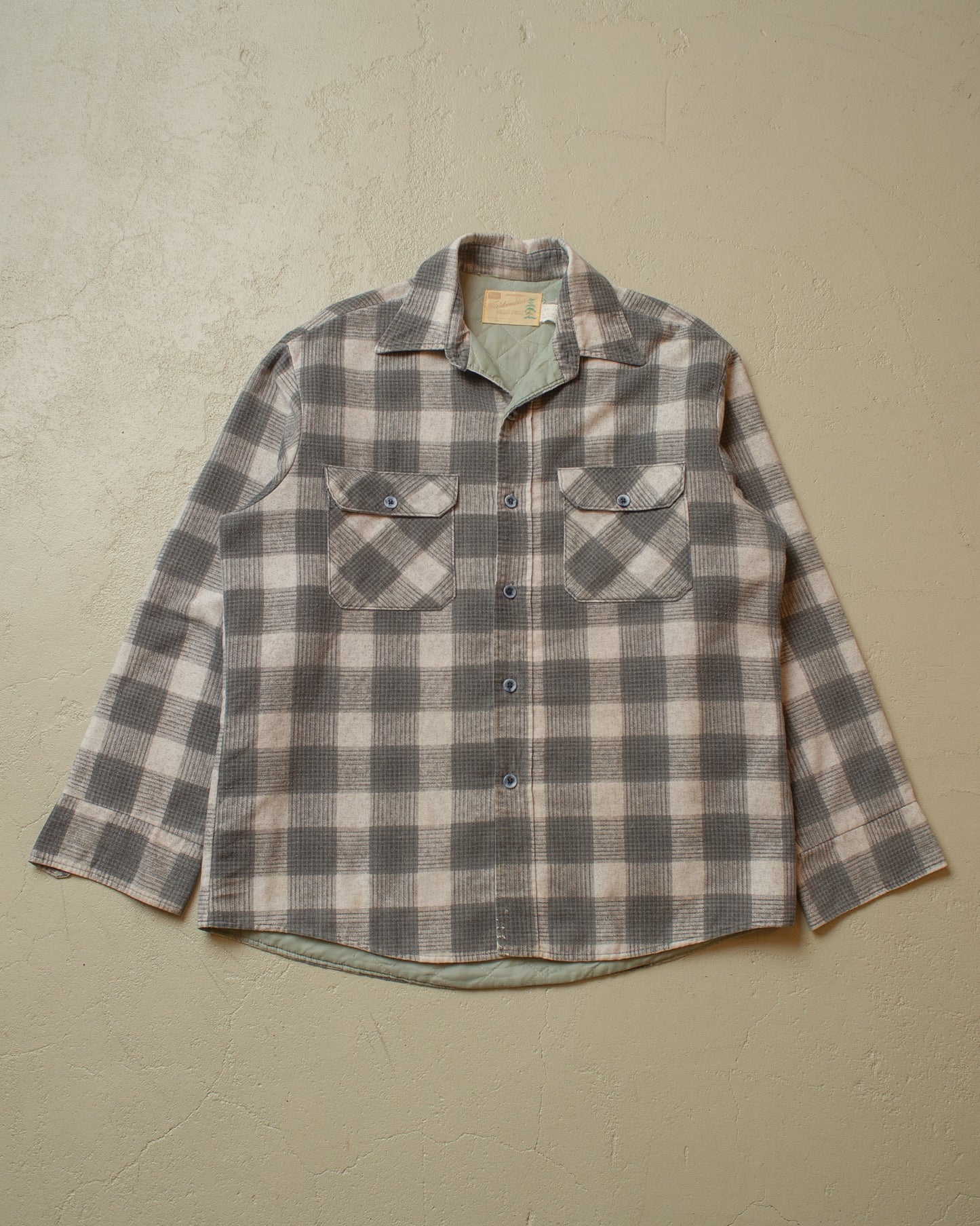 1970s Sears Fieldmaster checkered Flannel Shirt grey - L