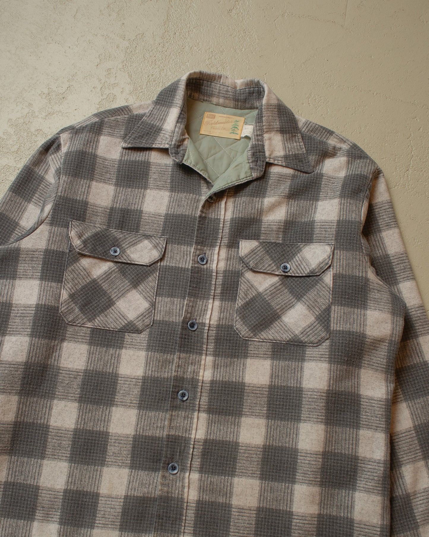1970s Sears Fieldmaster checkered Flannel Shirt grey - L