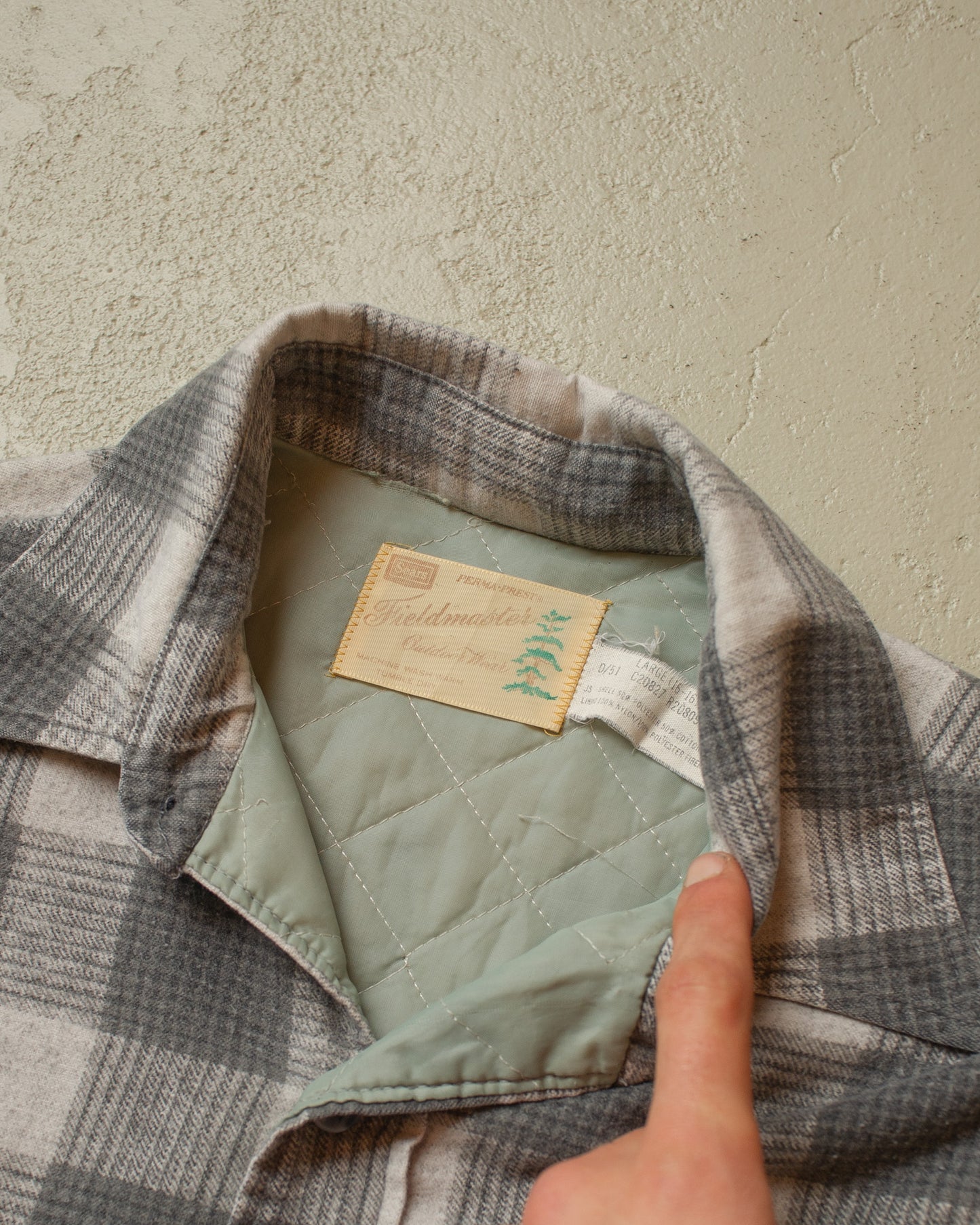 1970s Sears Fieldmaster checkered Flannel Shirt grey - L