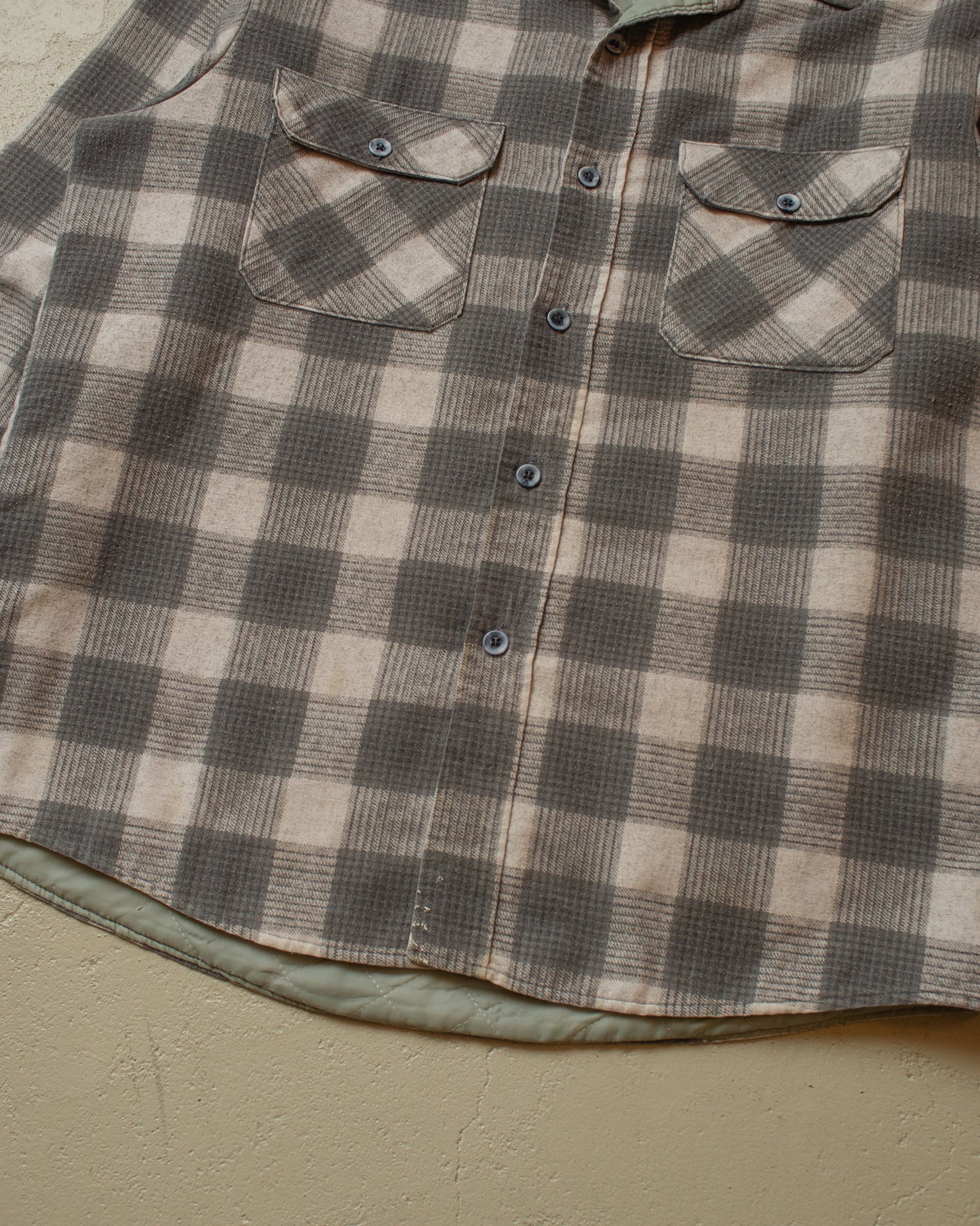 1970s Sears Fieldmaster checkered Flannel Shirt grey - L