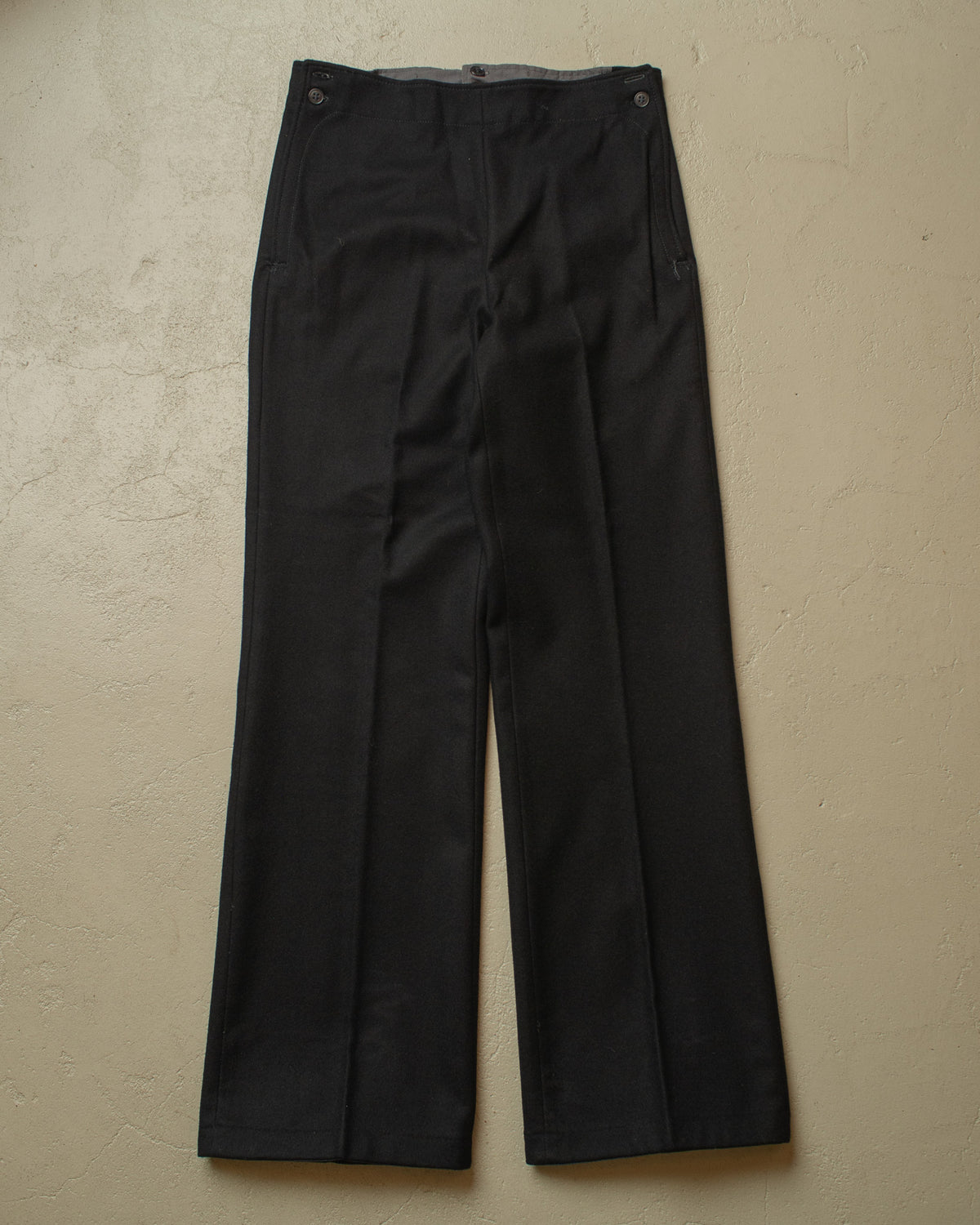 1970s/80s Soviet Navy Flared Wool Pants black - W31,5 L32