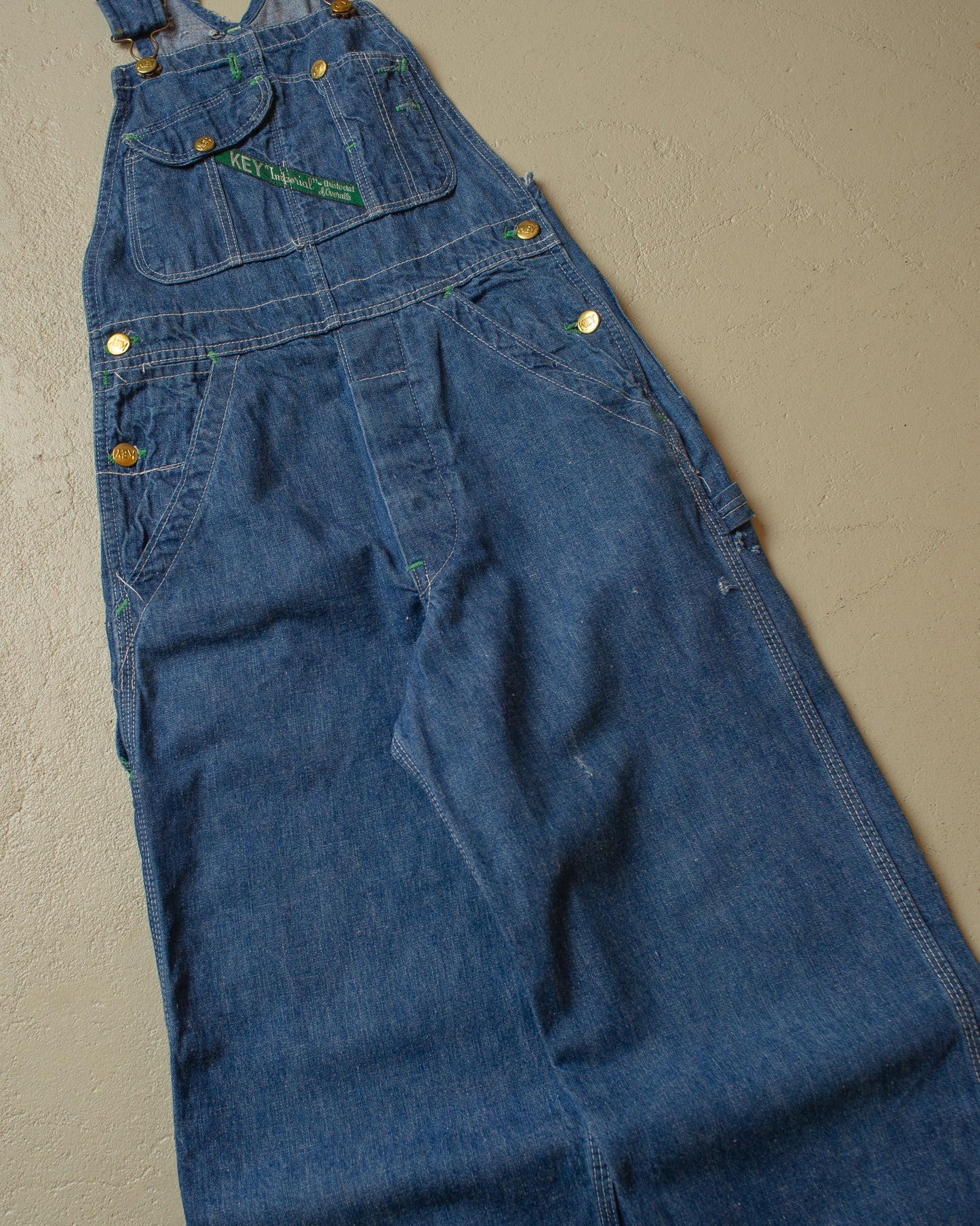 1970s Key "Imperial" Workwear Denim Overalls - S