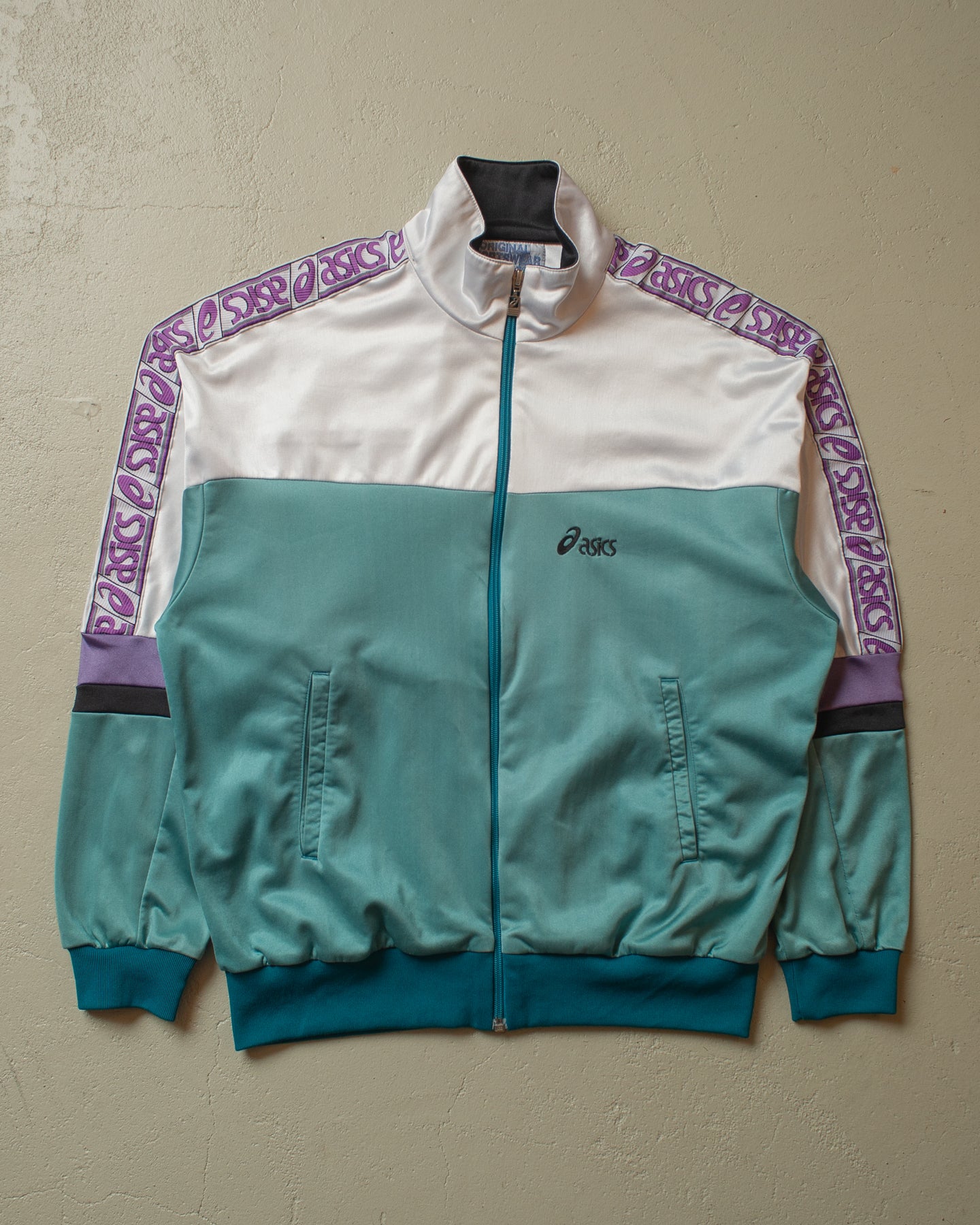 1980s Asics Track Jacket turquoise - L/XL