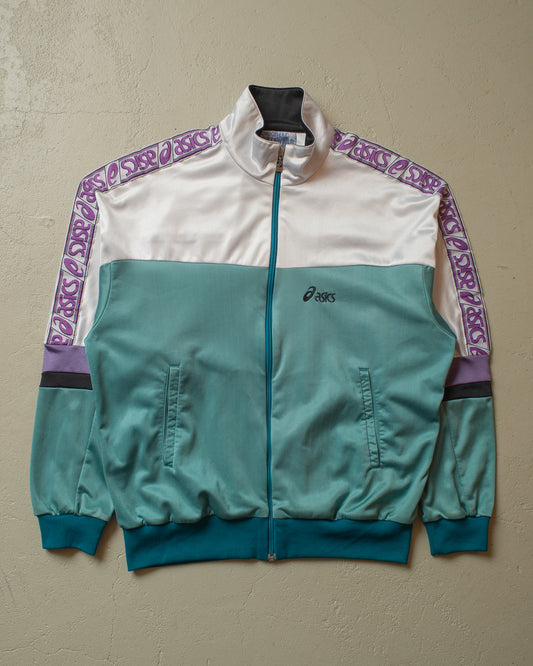 1980s Asics Track Jacket turquoise - L/XL