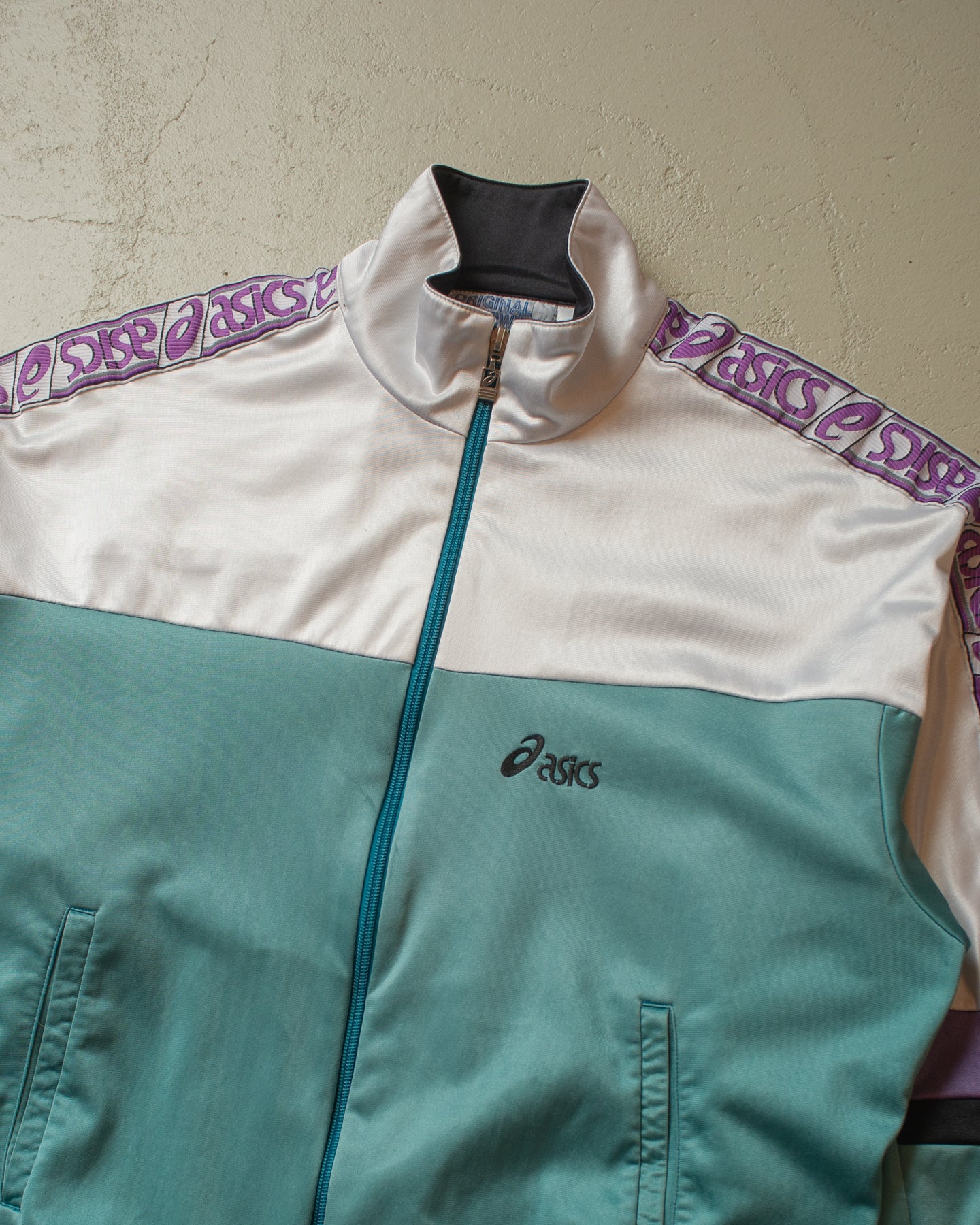 1980s Asics Track Jacket turquoise - L/XL