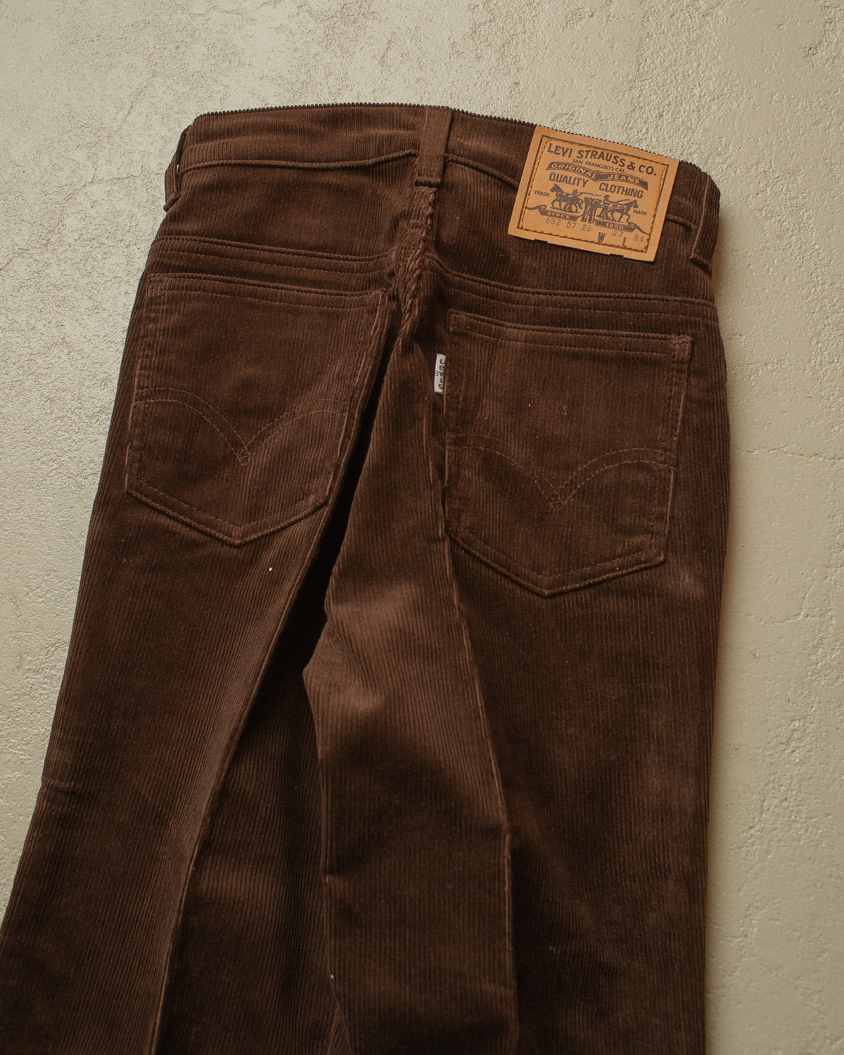 1980s unworn Levis 632 Corduroy Flared Pants brown - W25 L33