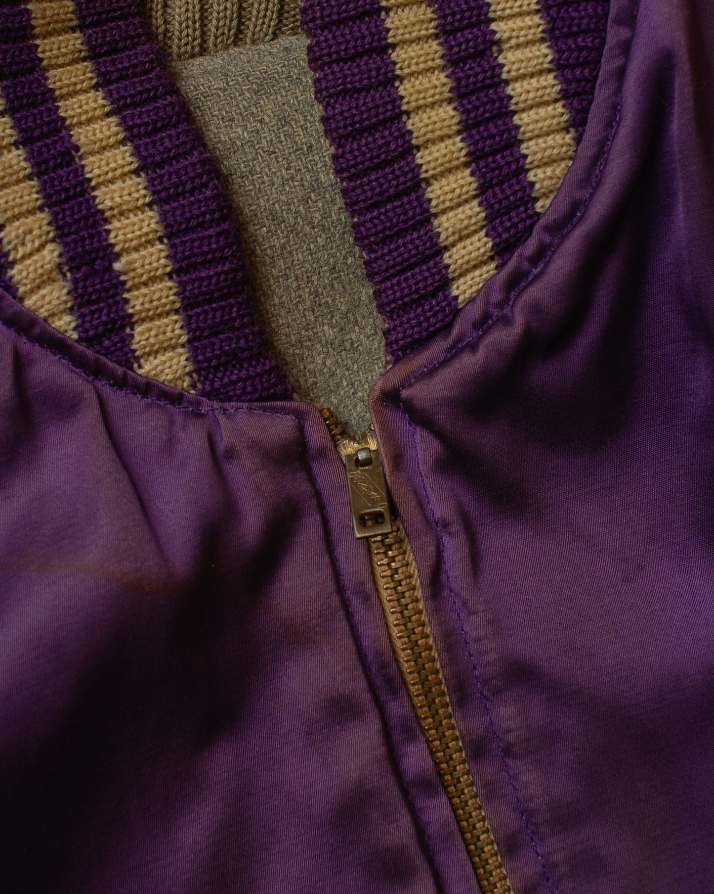 1950s Reversible Satin/Wool Varsity Jacket purple - L