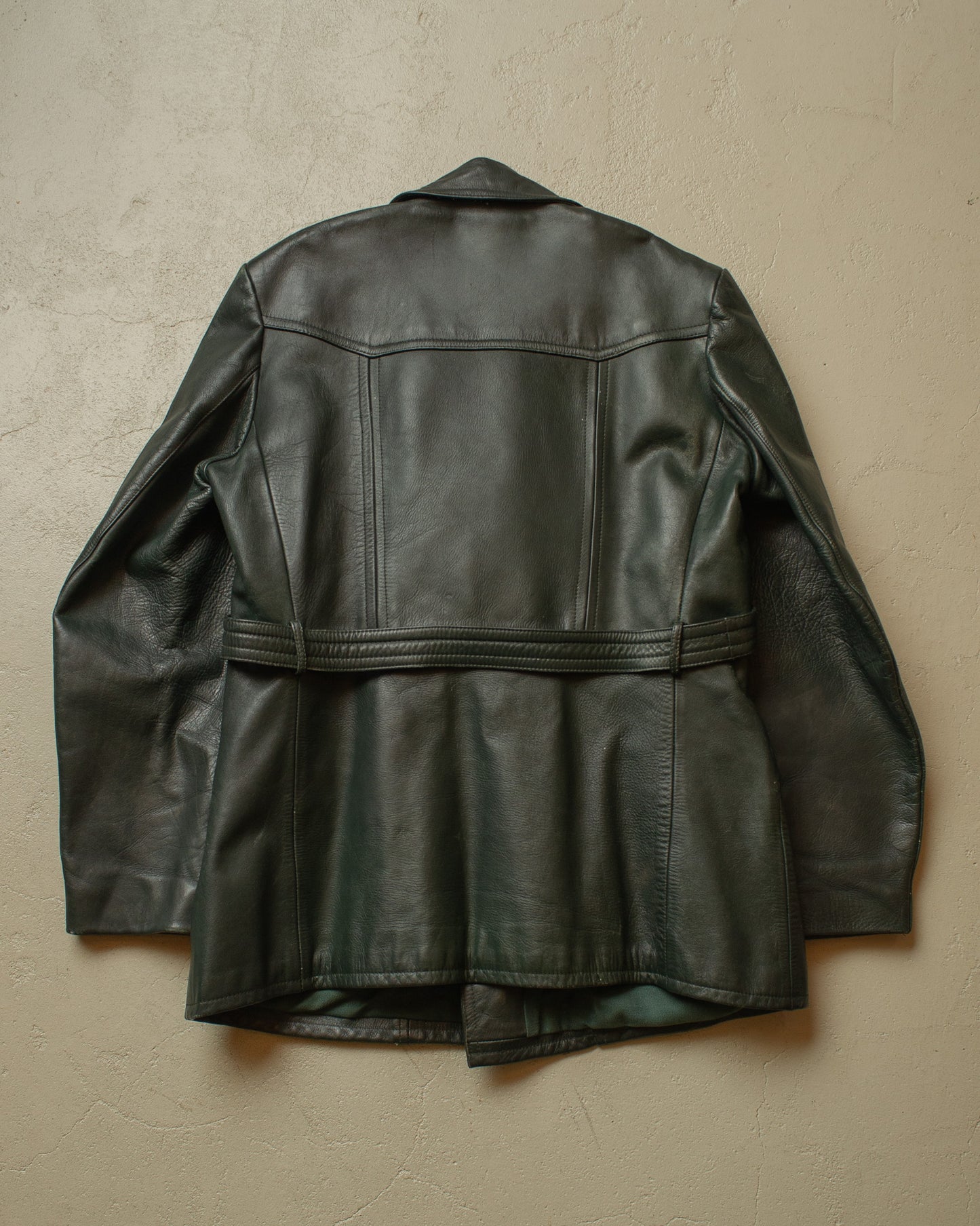1950s German Biker Leather Jacket green - M