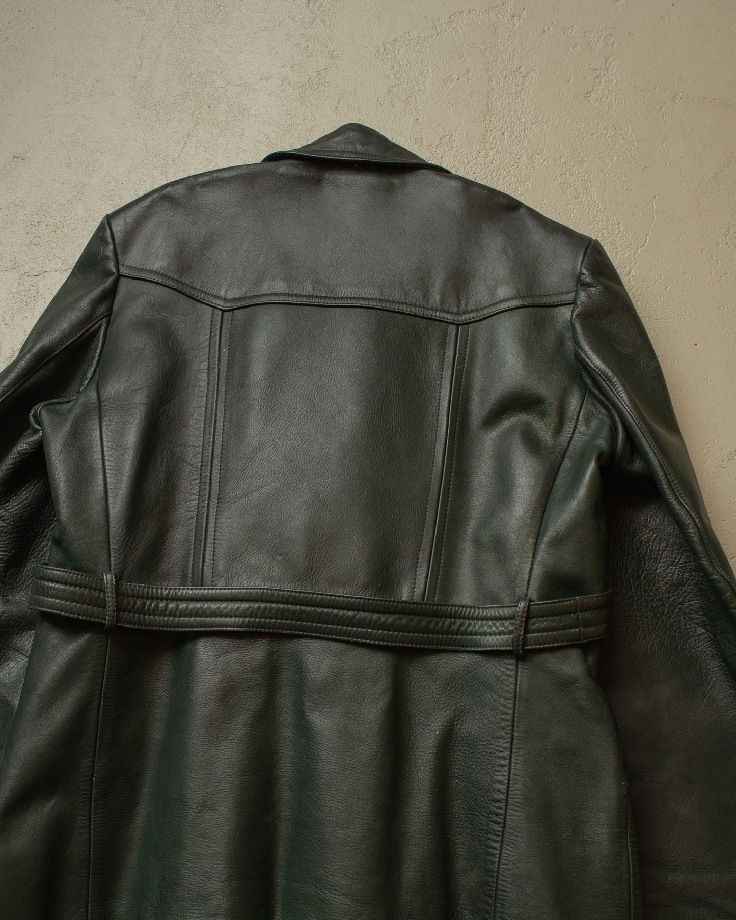 1950s German Biker Leather Jacket green - M