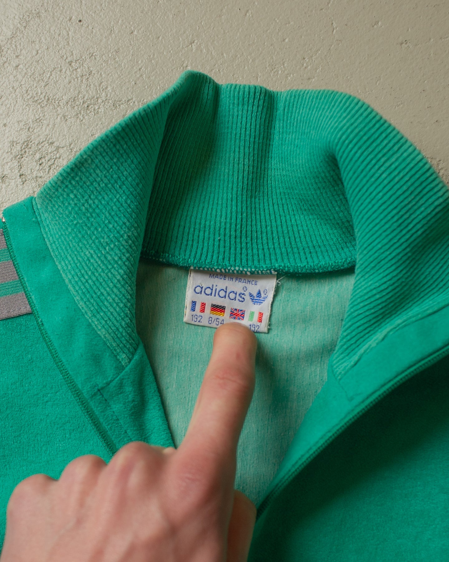 1980s Adidas Velour Track Suit green/grey - XL/XXL