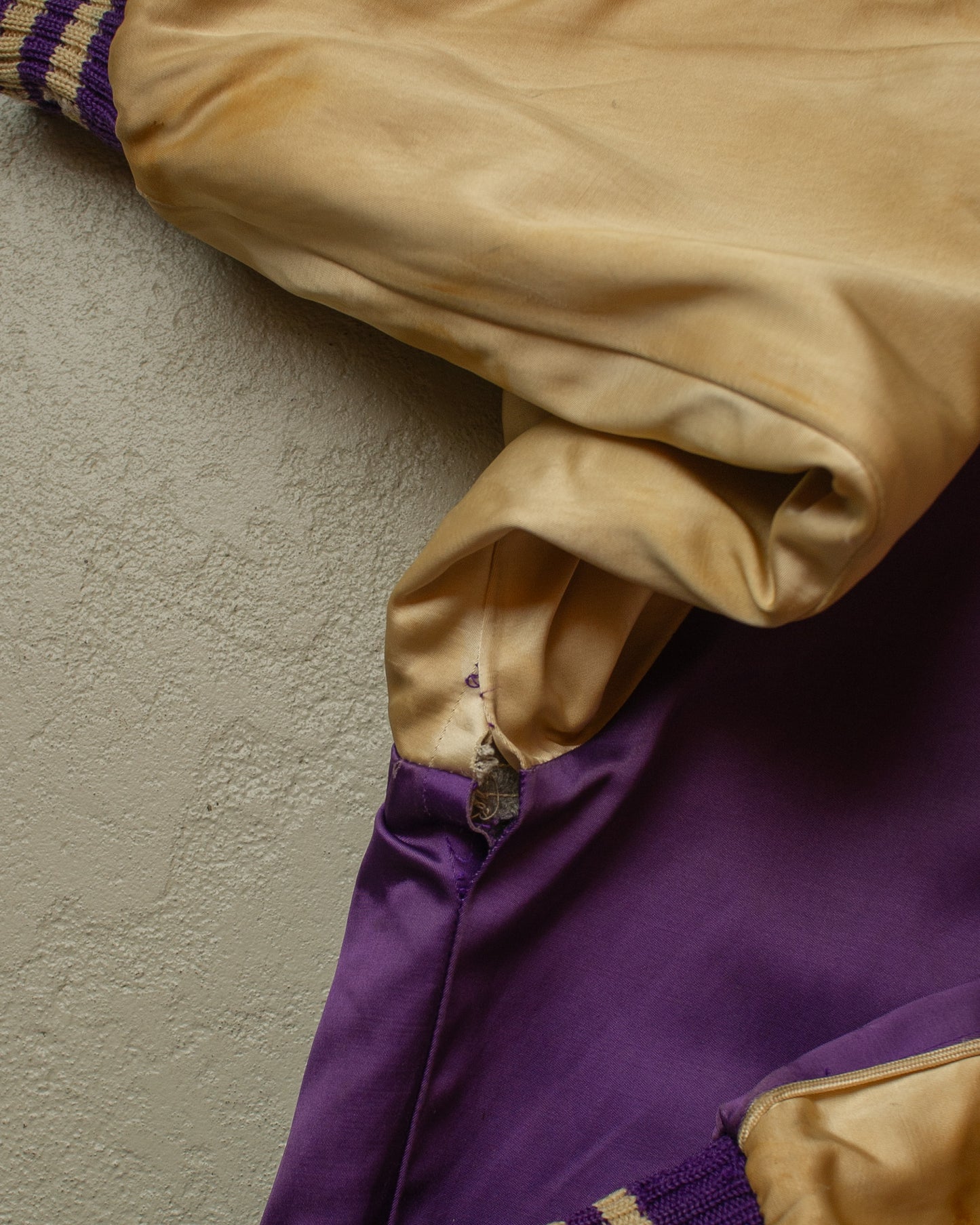 1950s Reversible Satin/Wool Varsity Jacket purple - L