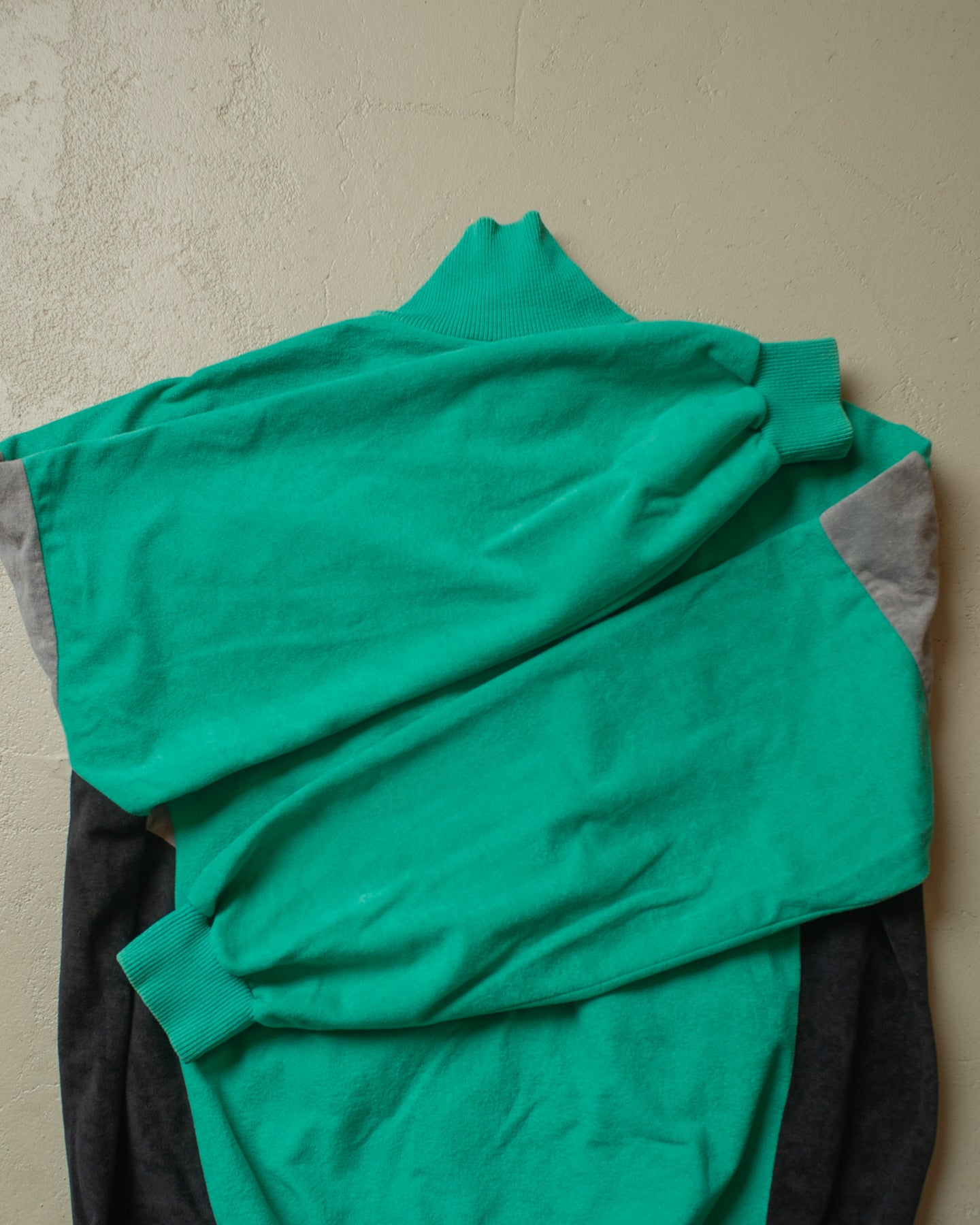1980s Adidas Velour Track Suit green/grey - XL/XXL
