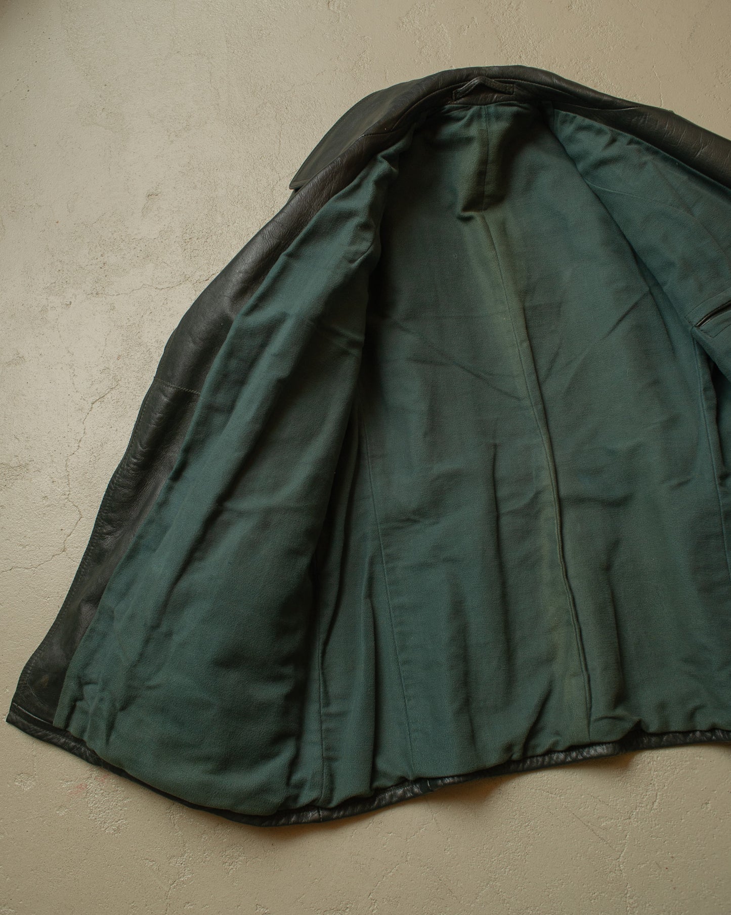1950s German Biker Leather Jacket green - M