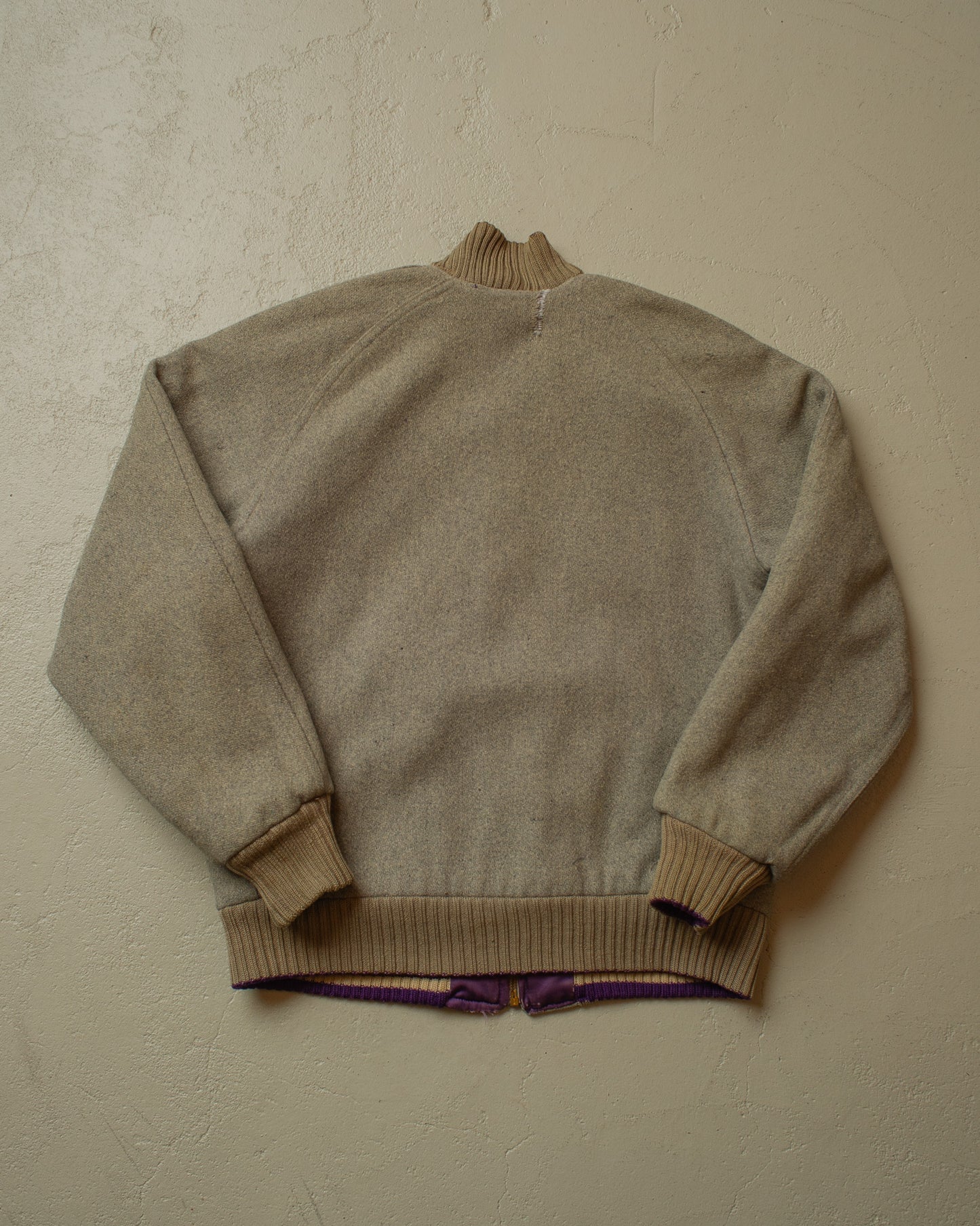 1950s Reversible Satin/Wool Varsity Jacket purple - L