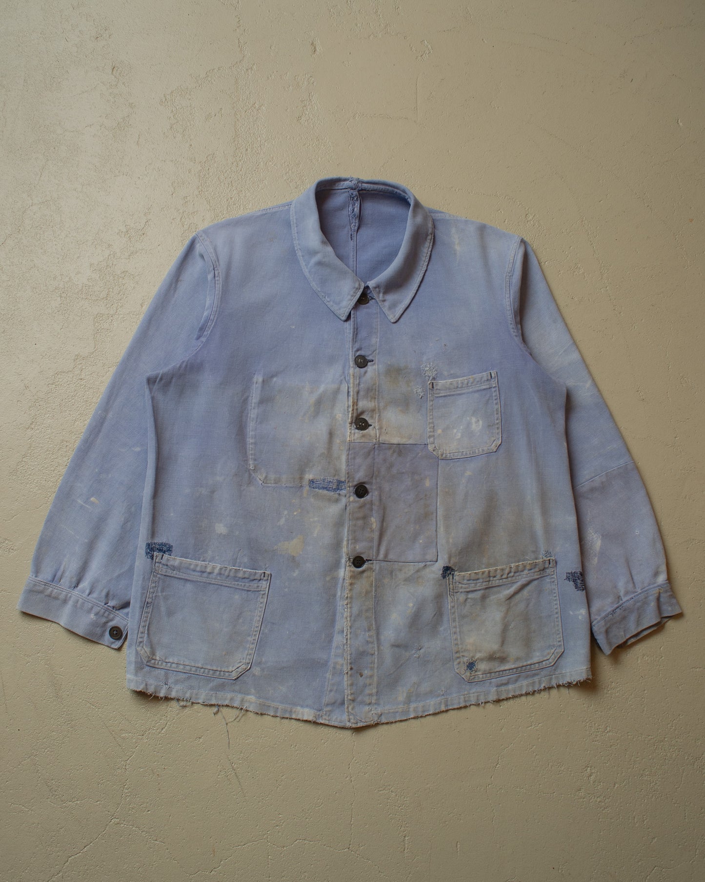 1950s Faded French Workwear Jacket blue - XL