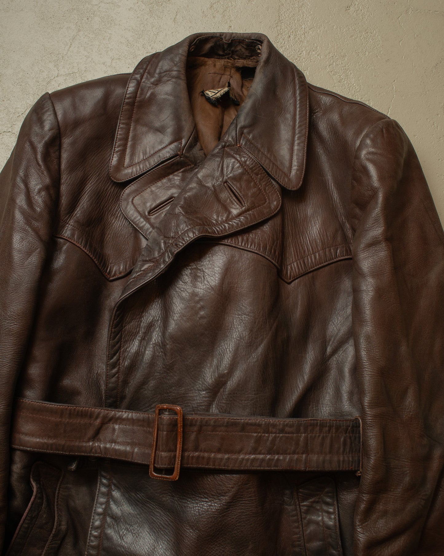 1950s German "Theisen" Leather Biker Jacket brown - L