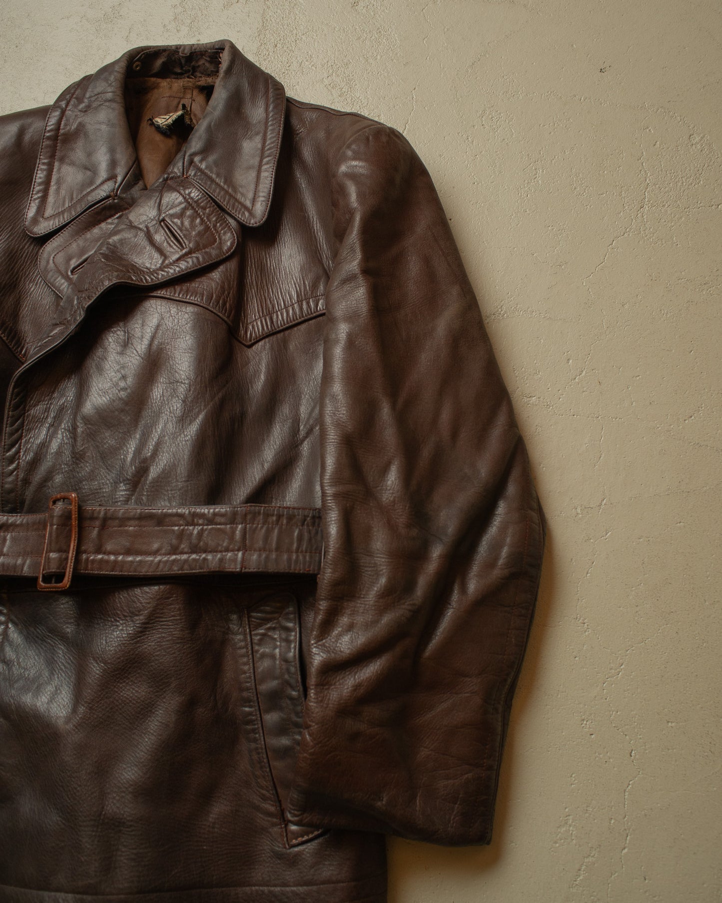 1950s German "Theisen" Leather Biker Jacket brown - L