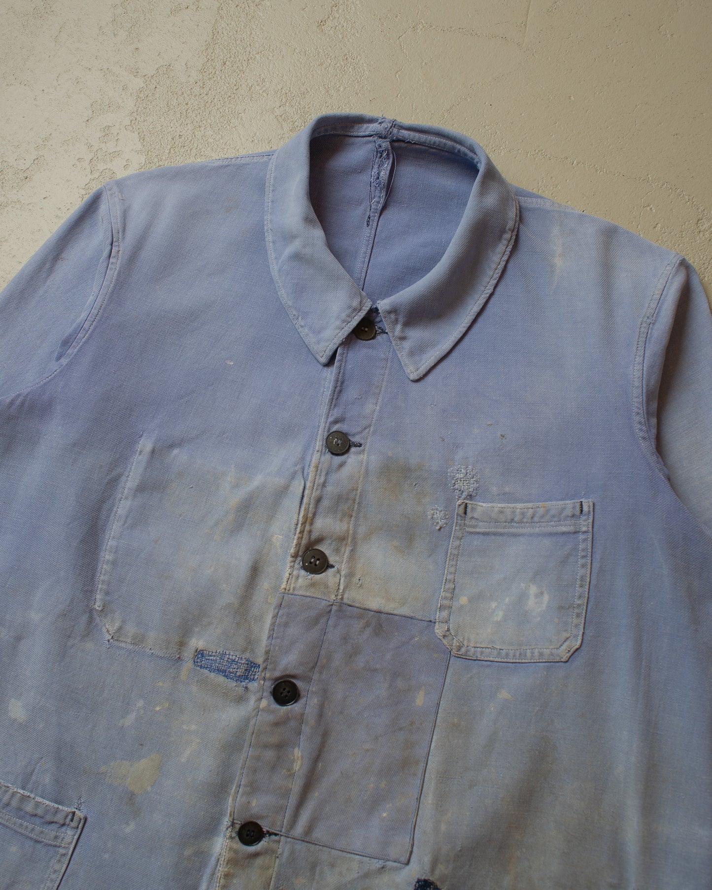 1950s Faded French Workwear Jacket blue - XL