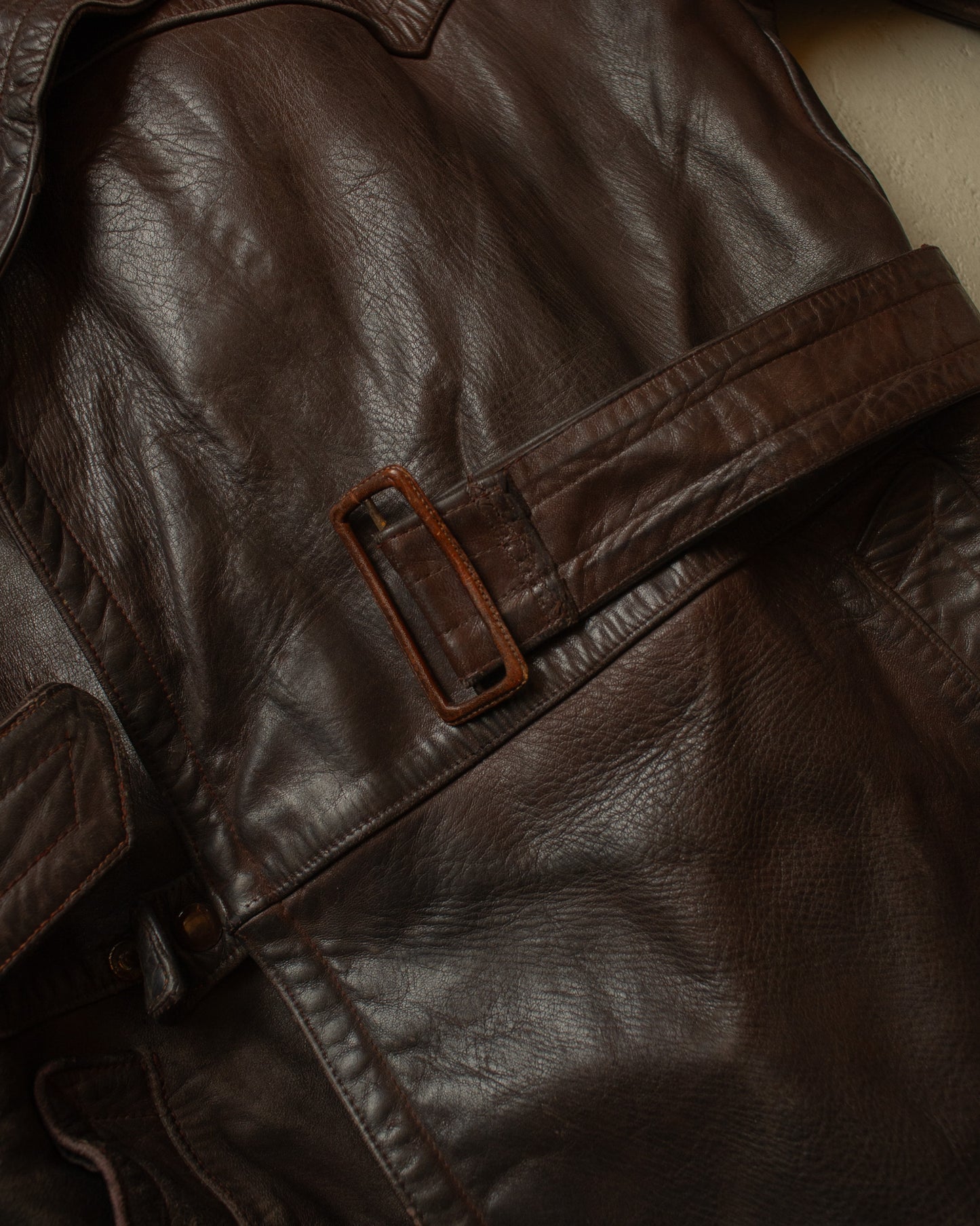 1950s German "Theisen" Leather Biker Jacket brown - L