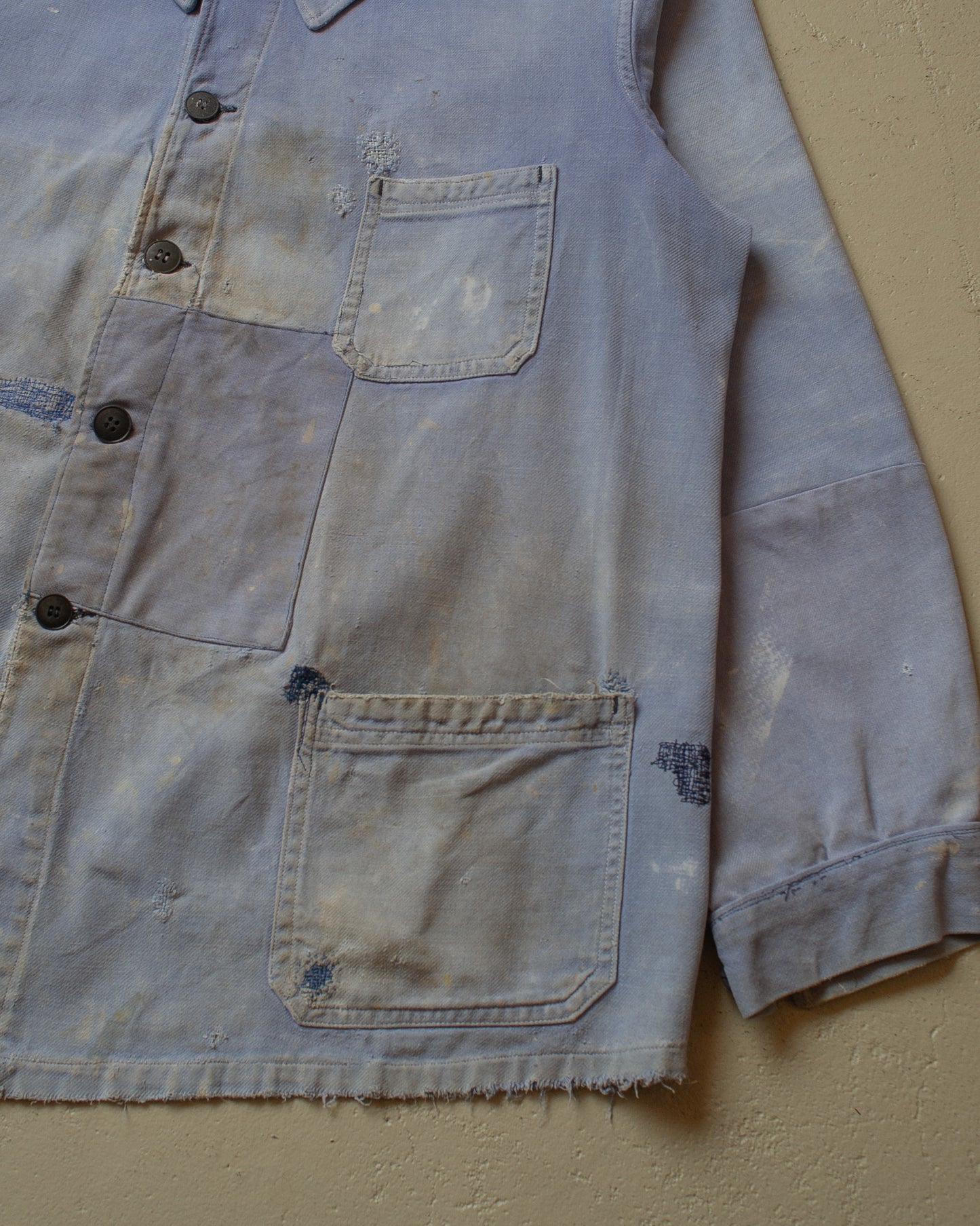 1950s Faded French Workwear Jacket blue - XL