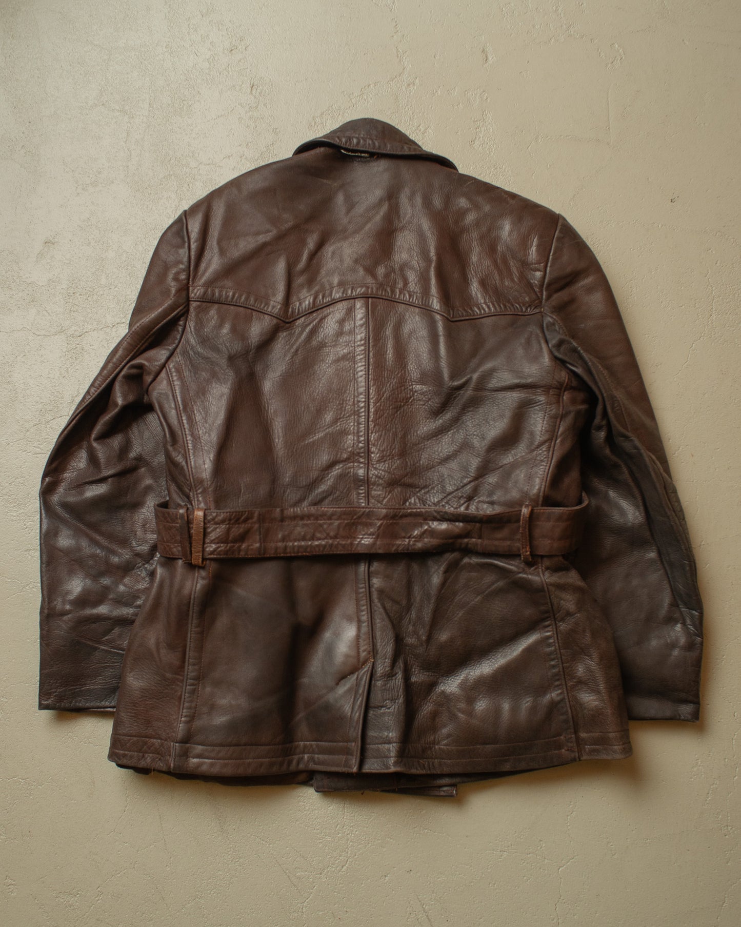 1950s German "Theisen" Leather Biker Jacket brown - L