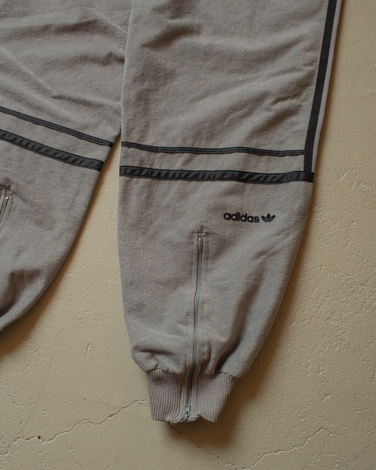 1980s Adidas Velour Track Suit green/grey - XL/XXL