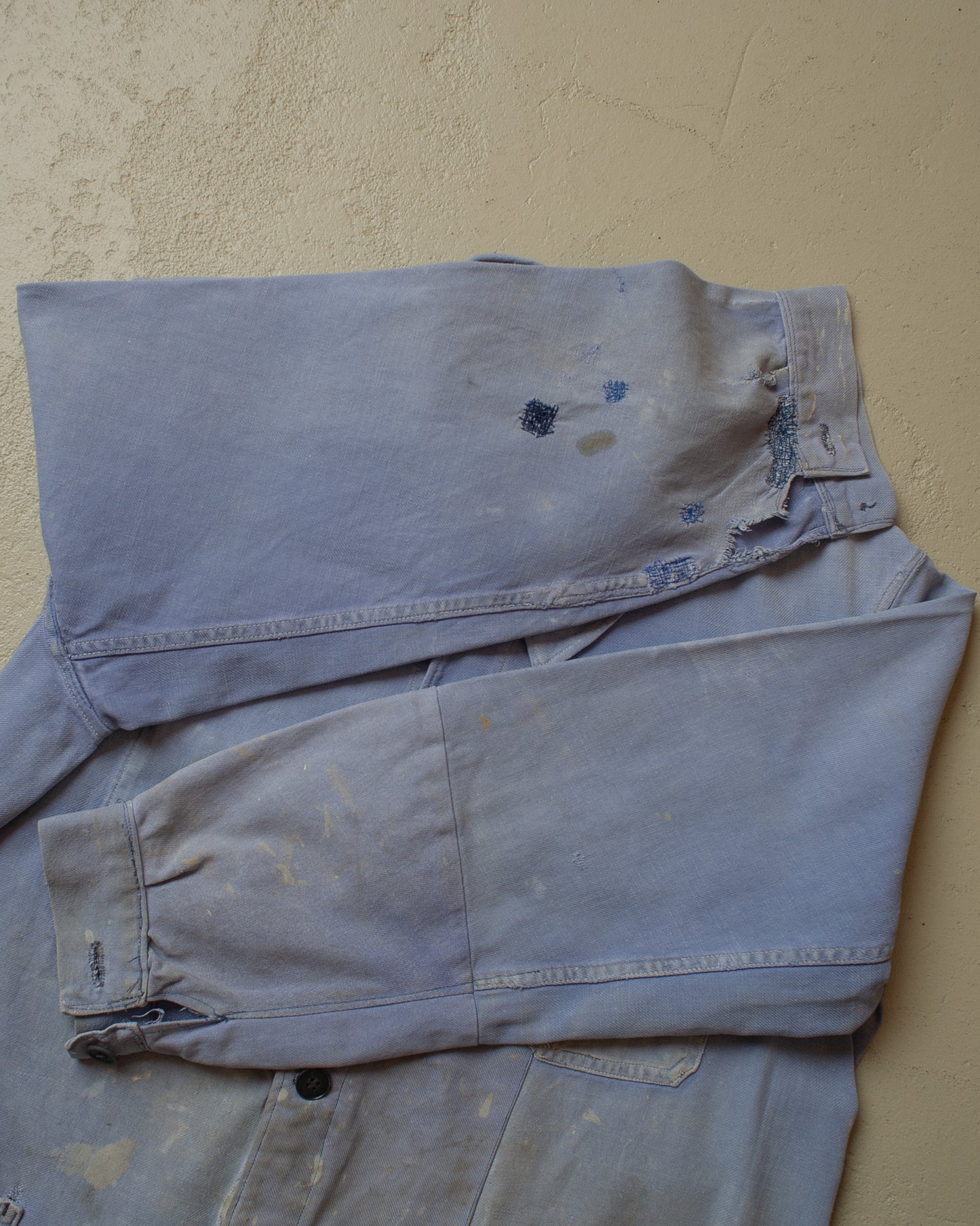 1950s Faded French Workwear Jacket blue - XL