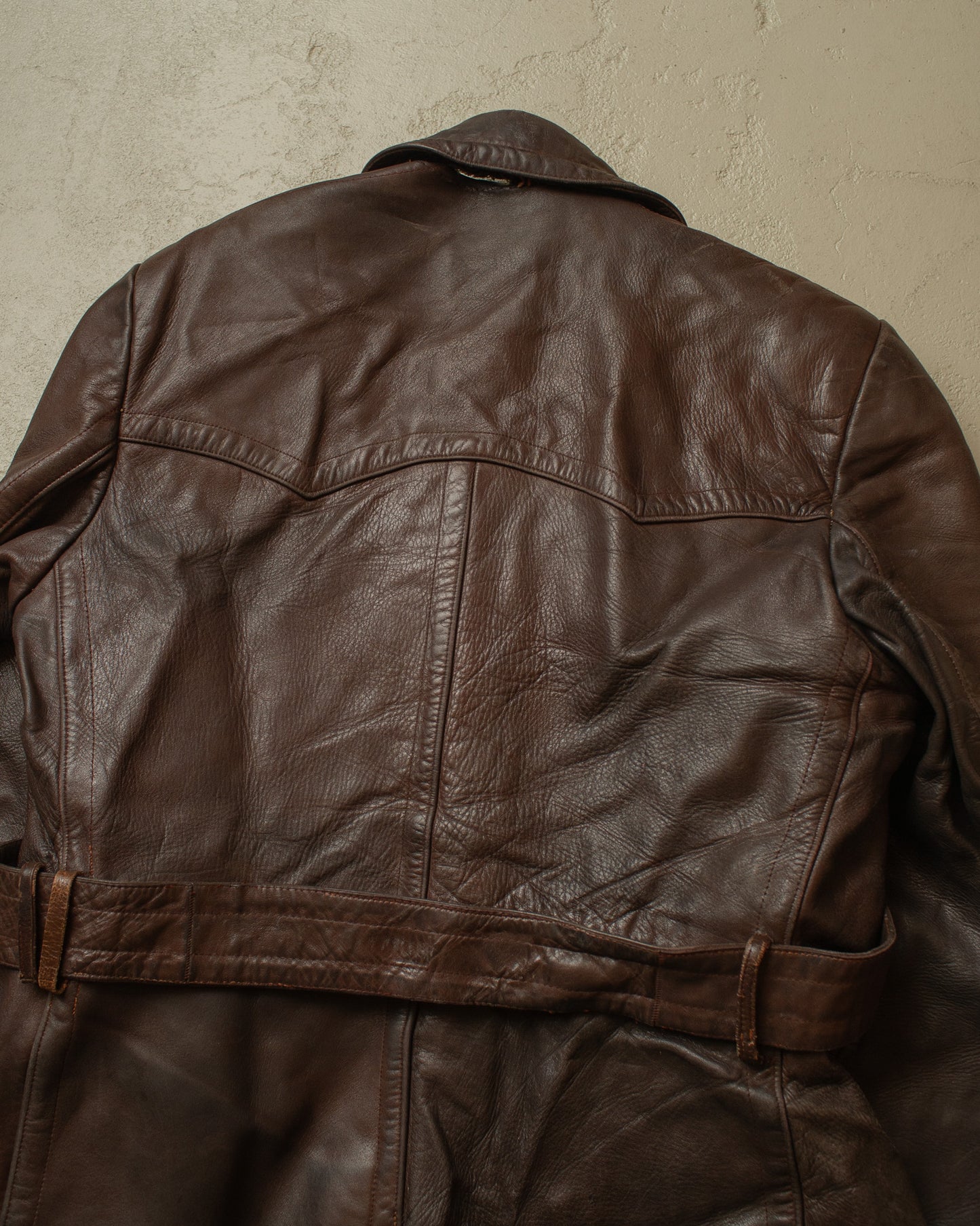 1950s German "Theisen" Leather Biker Jacket brown - L