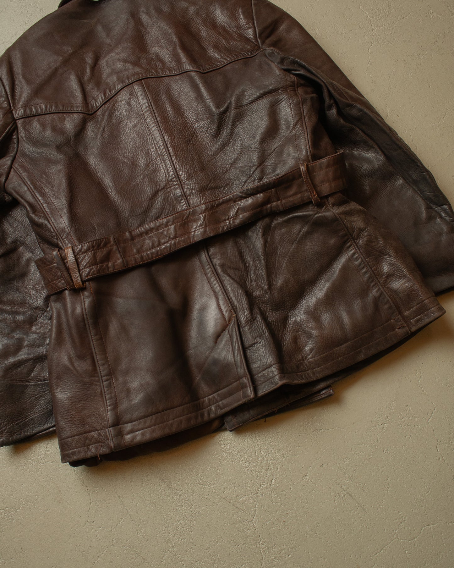 1950s German "Theisen" Leather Biker Jacket brown - L