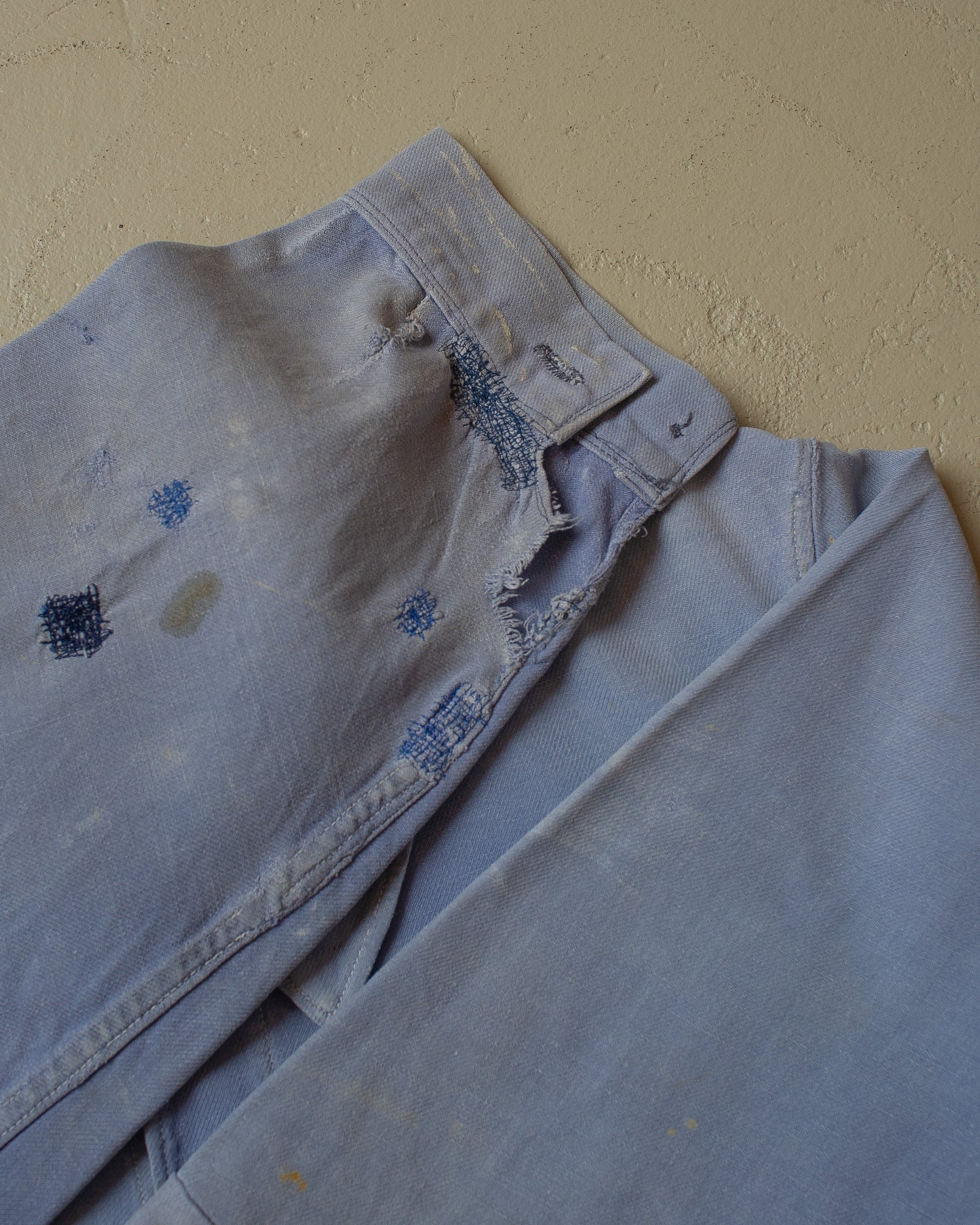 1950s Faded French Workwear Jacket blue - XL