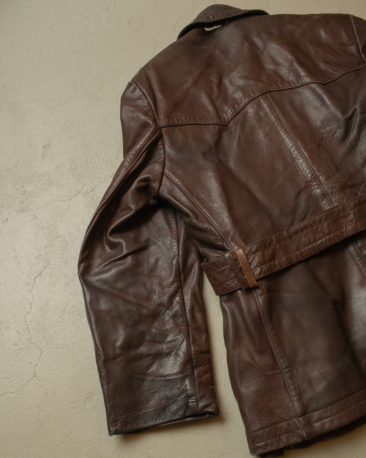 1950s German "Theisen" Leather Biker Jacket brown - L