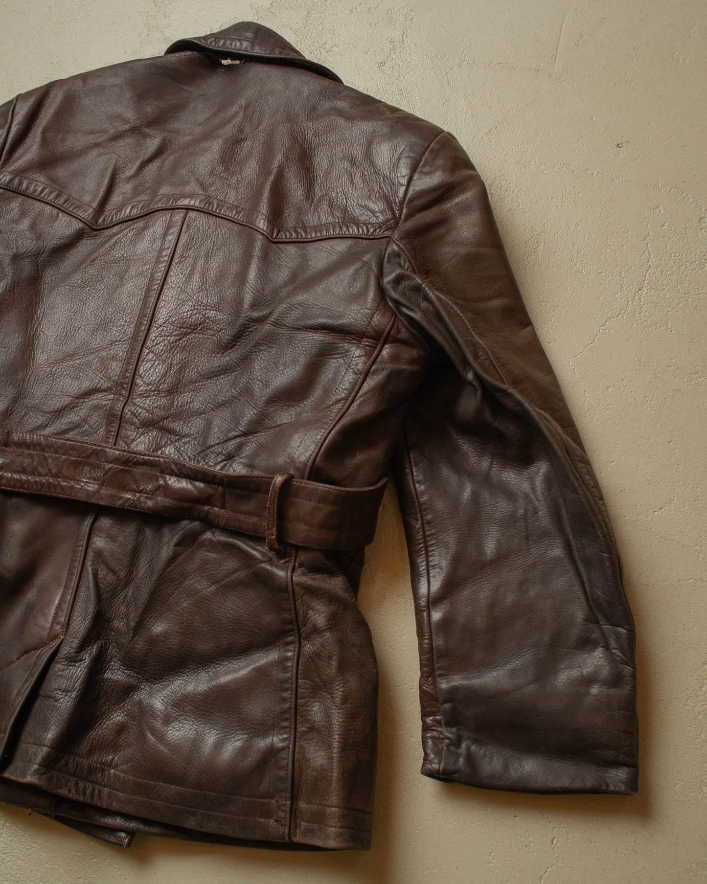 1950s German "Theisen" Leather Biker Jacket brown - L