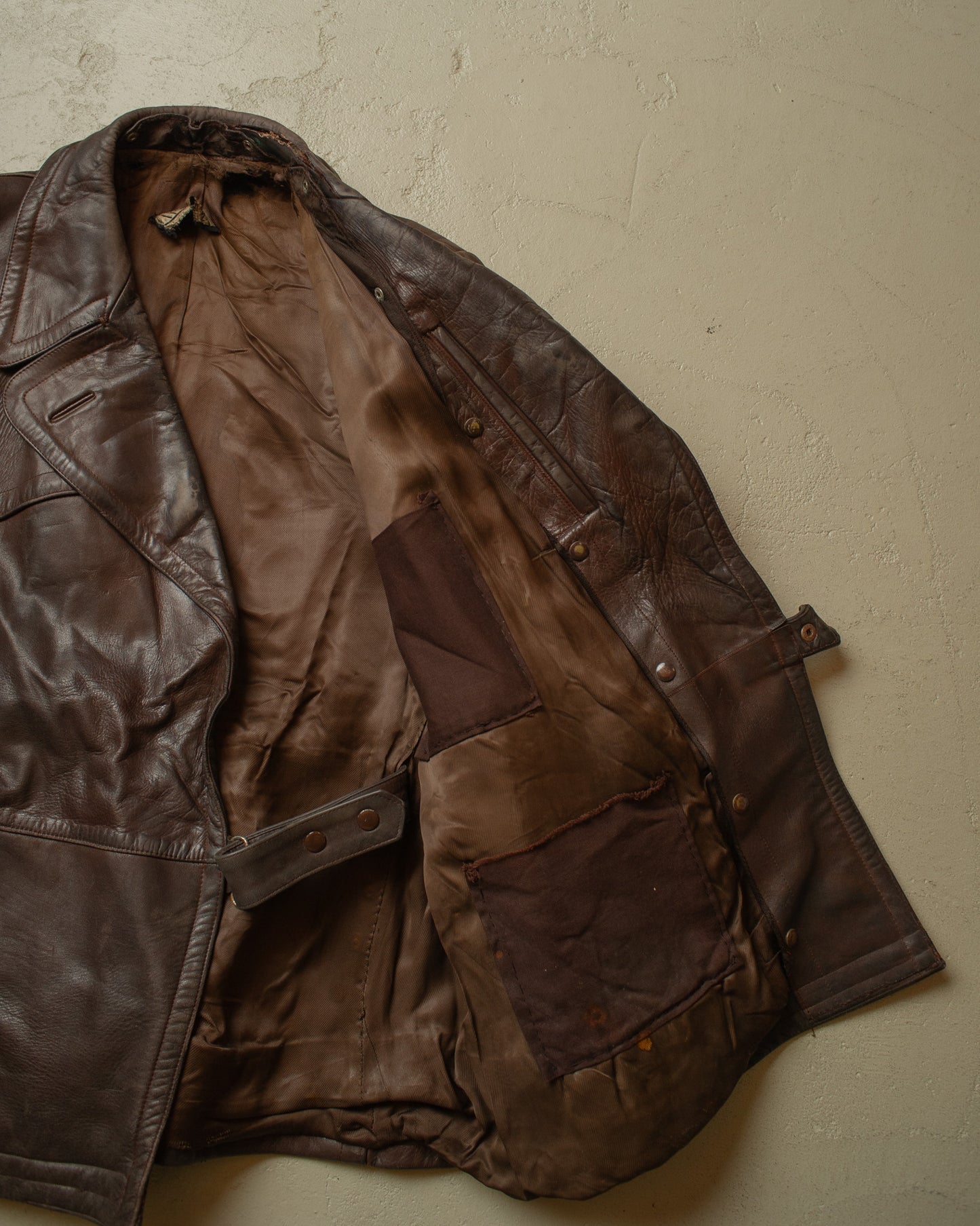 1950s German "Theisen" Leather Biker Jacket brown - L